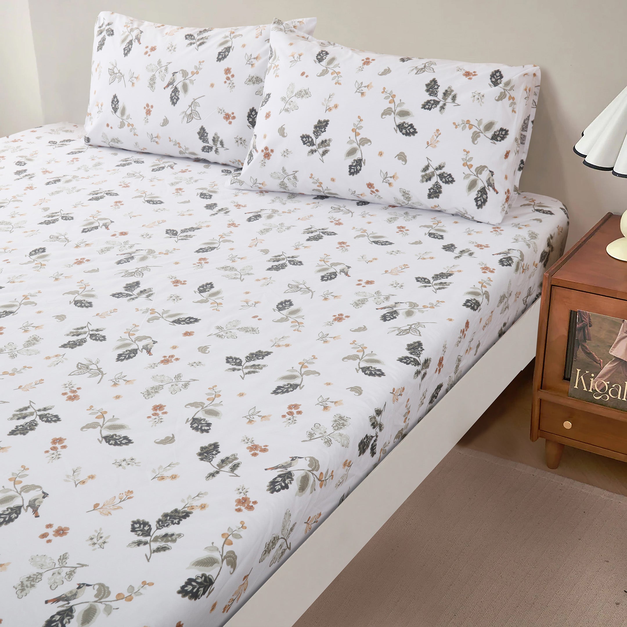 Olive Bloom 3-piece Fitted Sheet Set