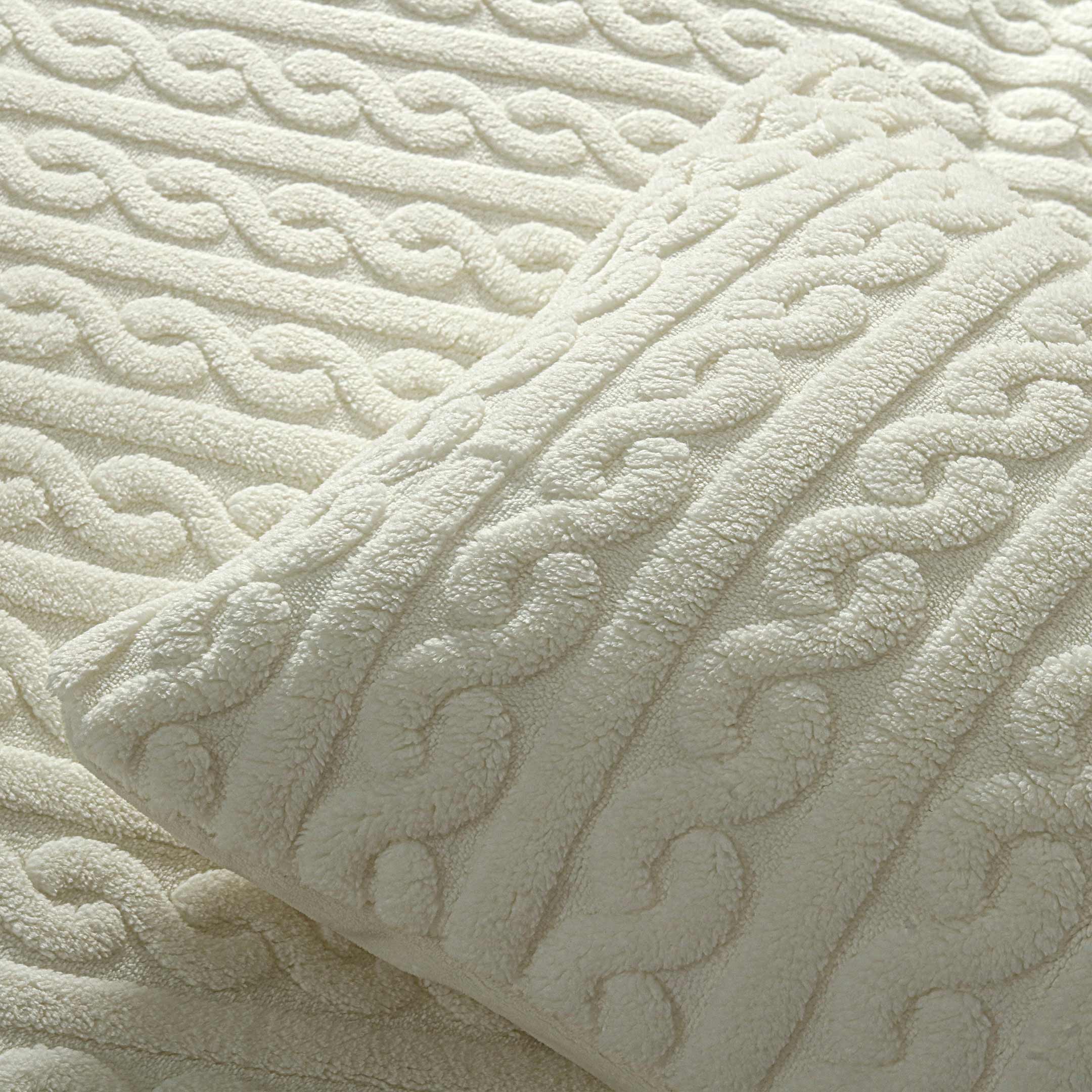 Luxury Knotted Fleece Fluff 6pc Razaye Set-Off White