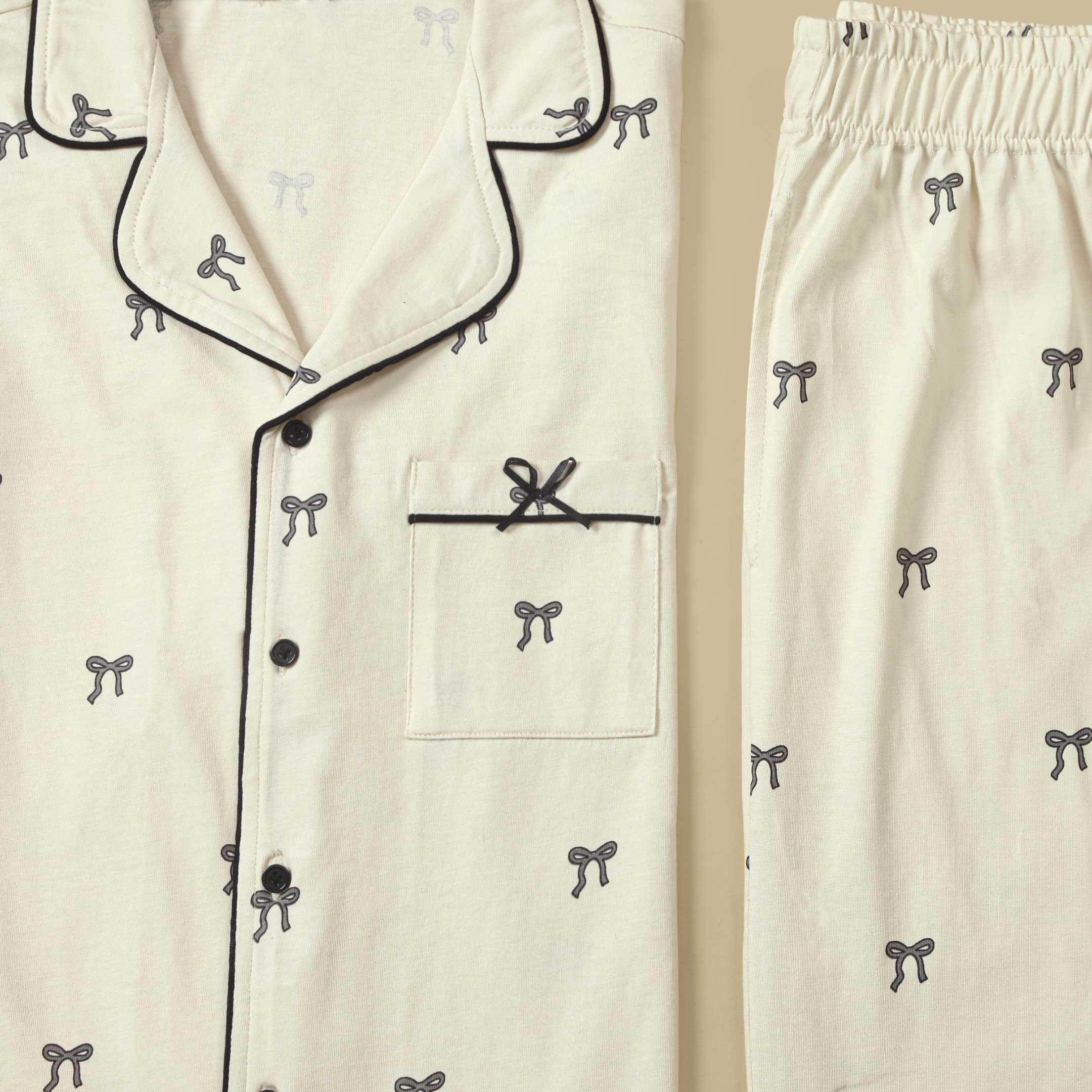 Bow Printed Loungewear-2pc Set