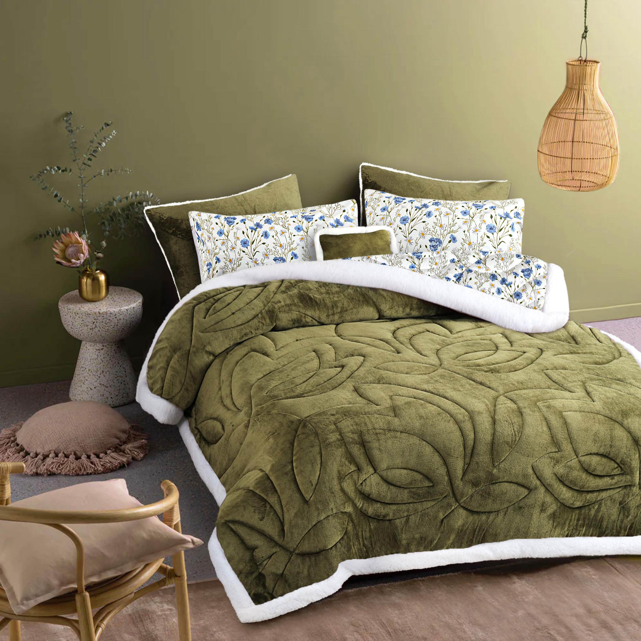 Snow Bloom-Marshmallow Bedding 7 pcs