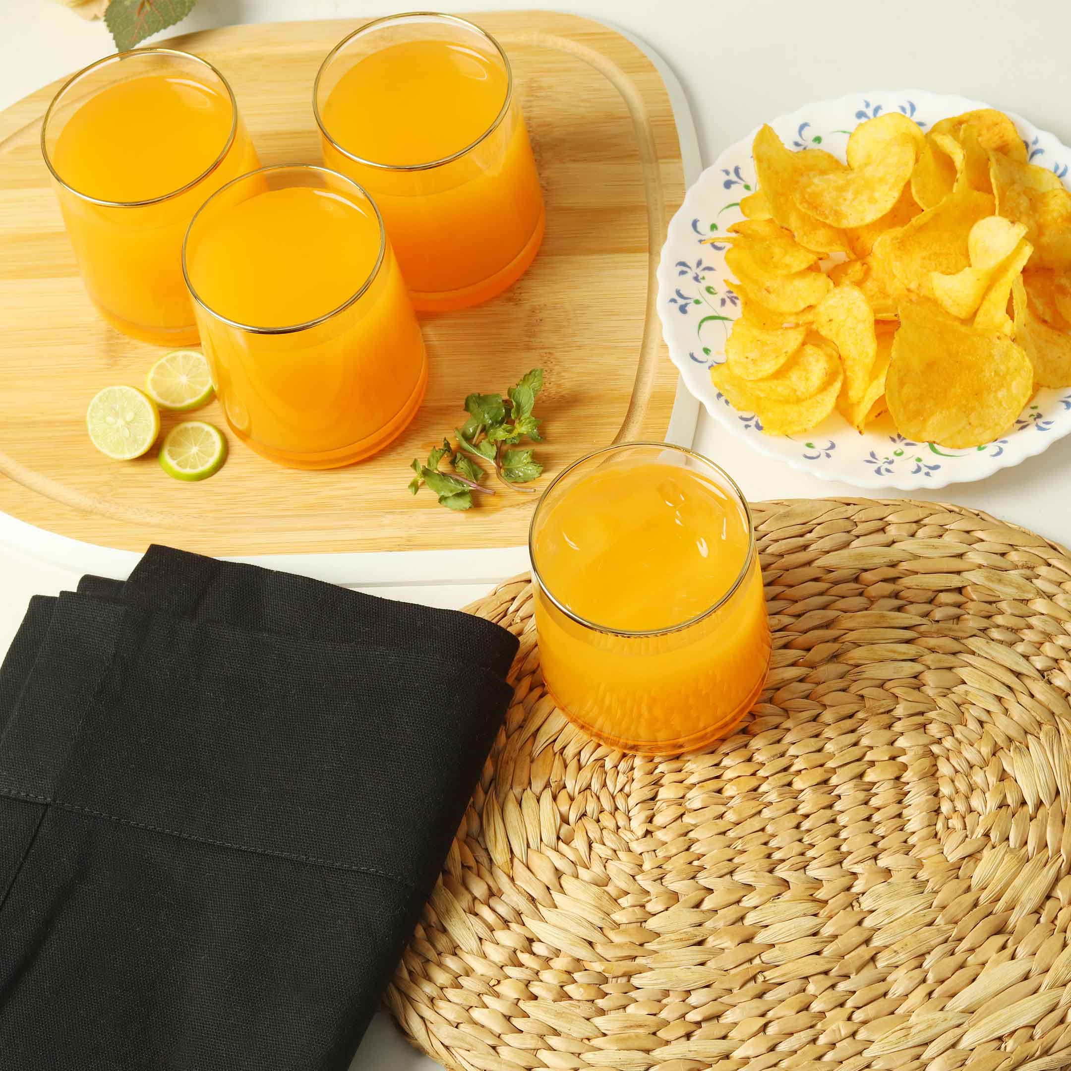 Ions Plated Gold Rim Cocktail Glass Set- 6 Pcs