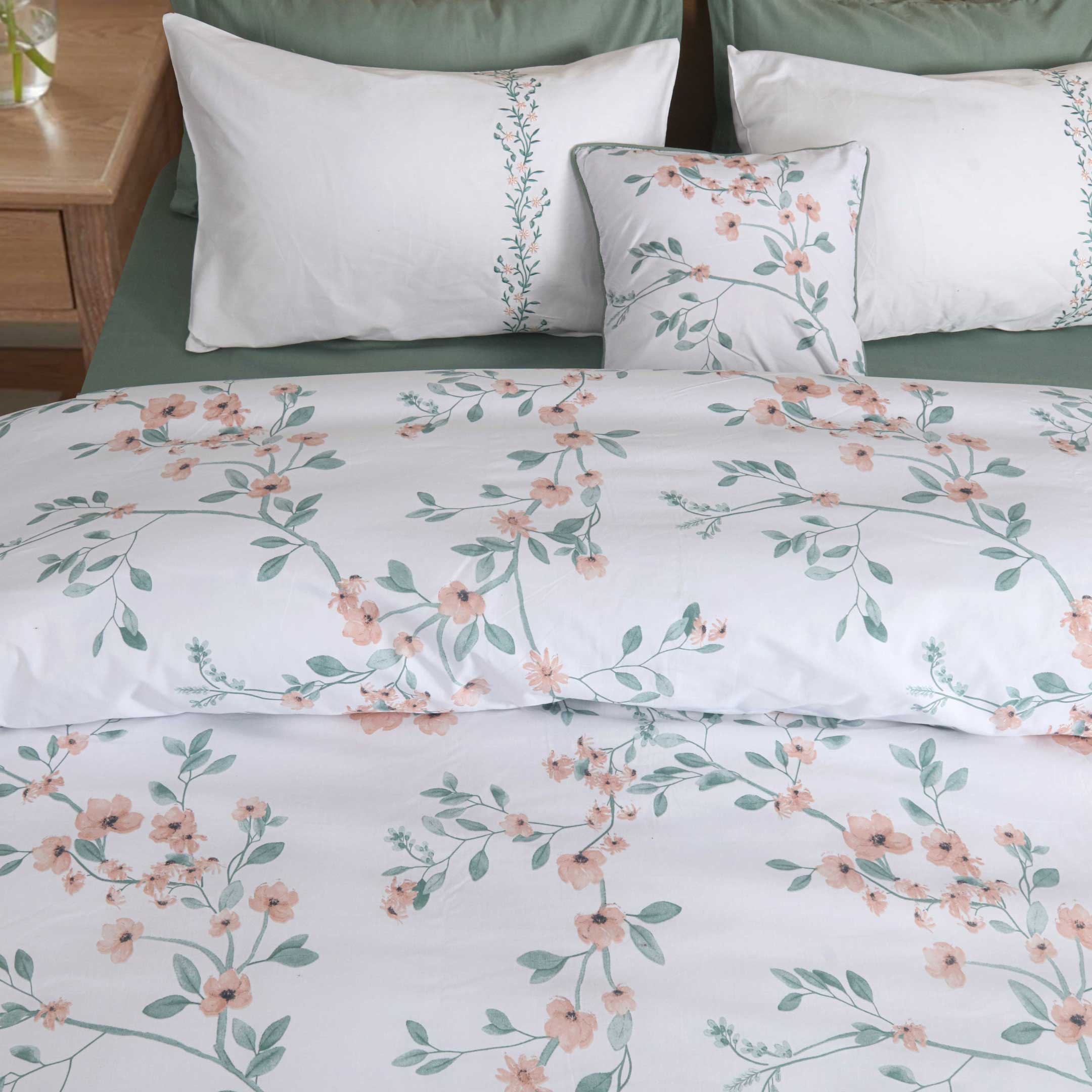 Sage Solace Printed Summer Duvet Cover