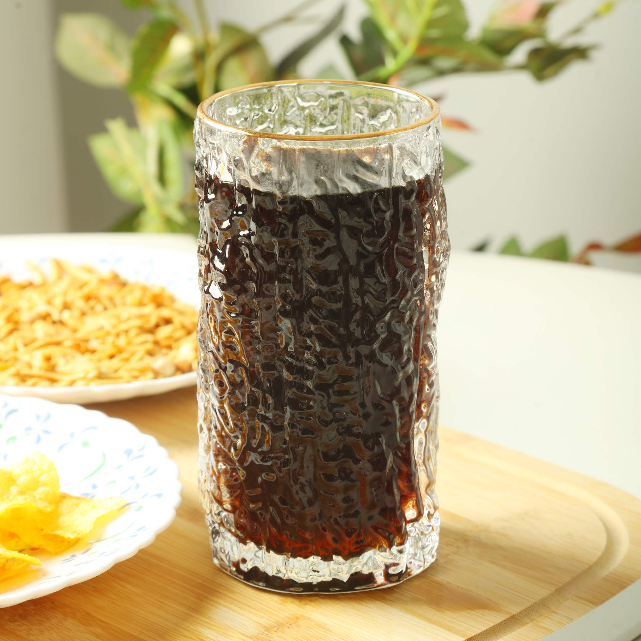 Elegant Pattern Gold Rim Tall Grade Glass