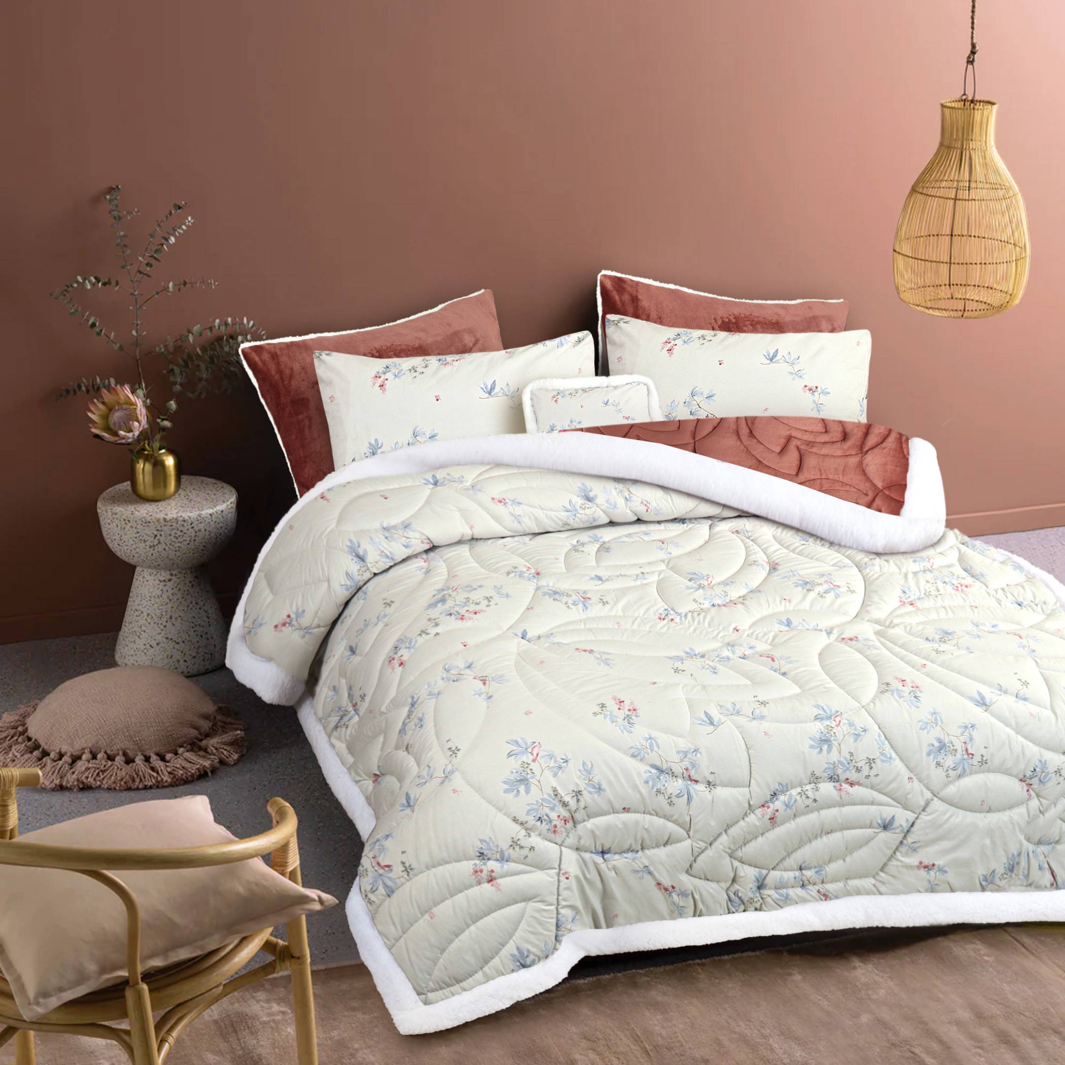 Pastel Bloom-Marshmallow Bedding 7 pcs