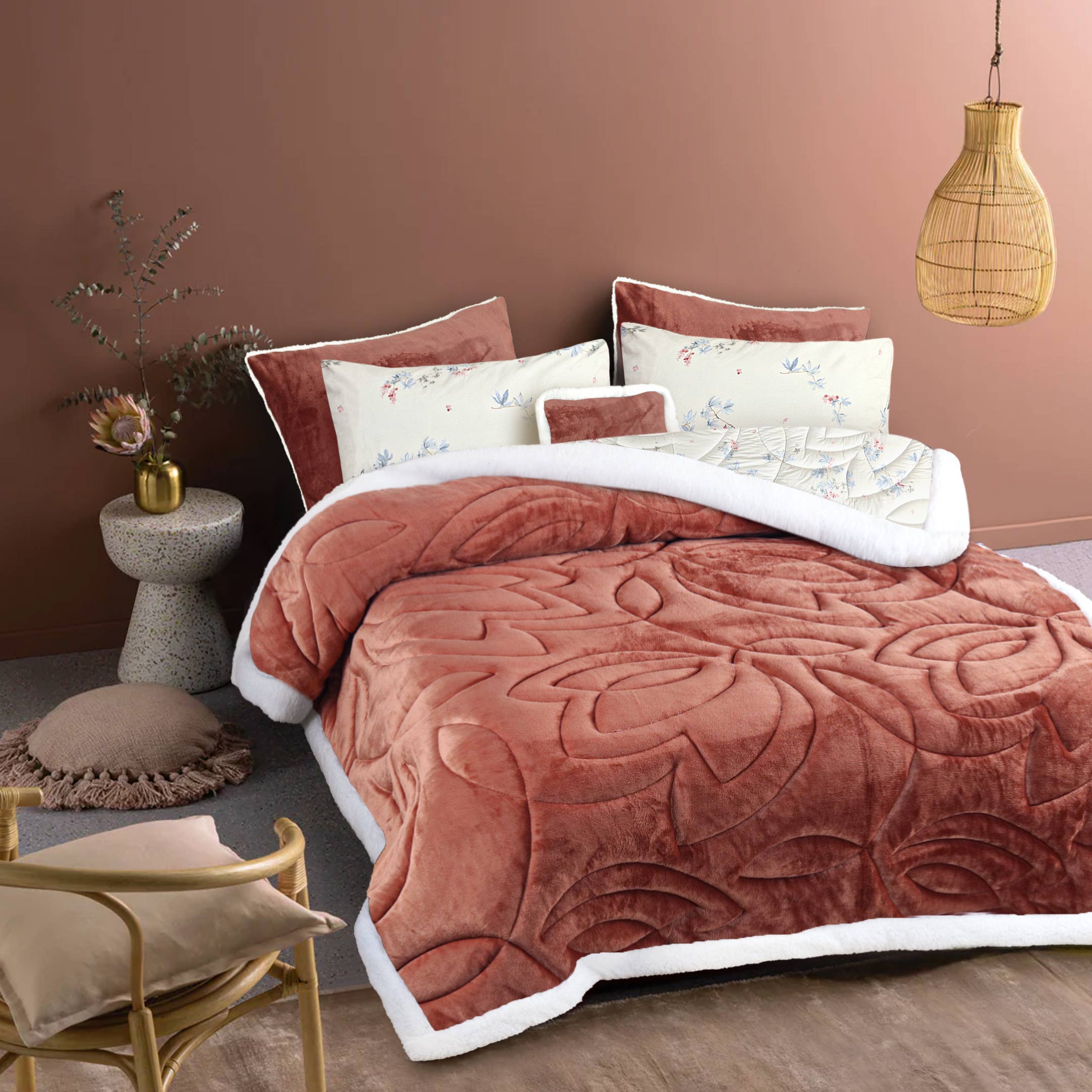 Pastel Bloom-Marshmallow Bedding 7 pcs