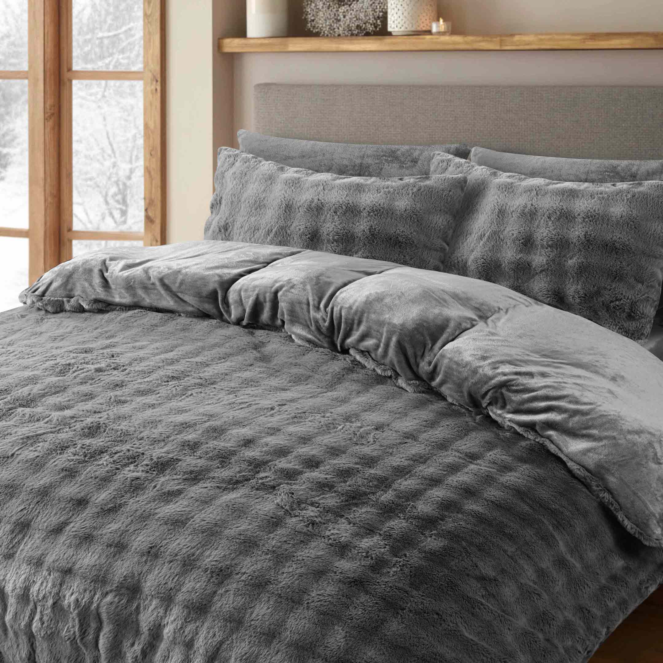 Bubble Fur Fleece Razaye Set-6 pcs Grey