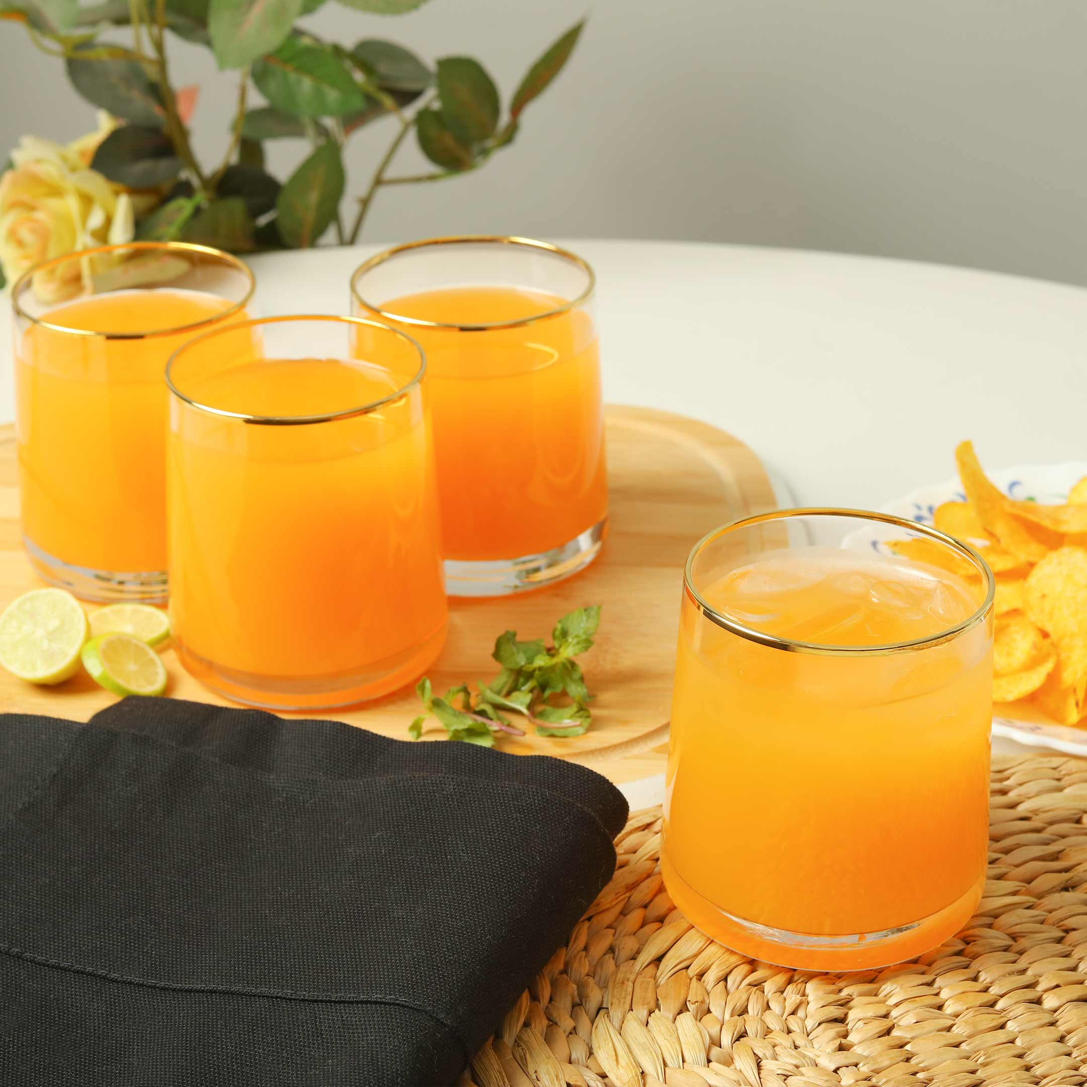 Ions Plated Gold Rim Cocktail Glass Set- 6 Pcs