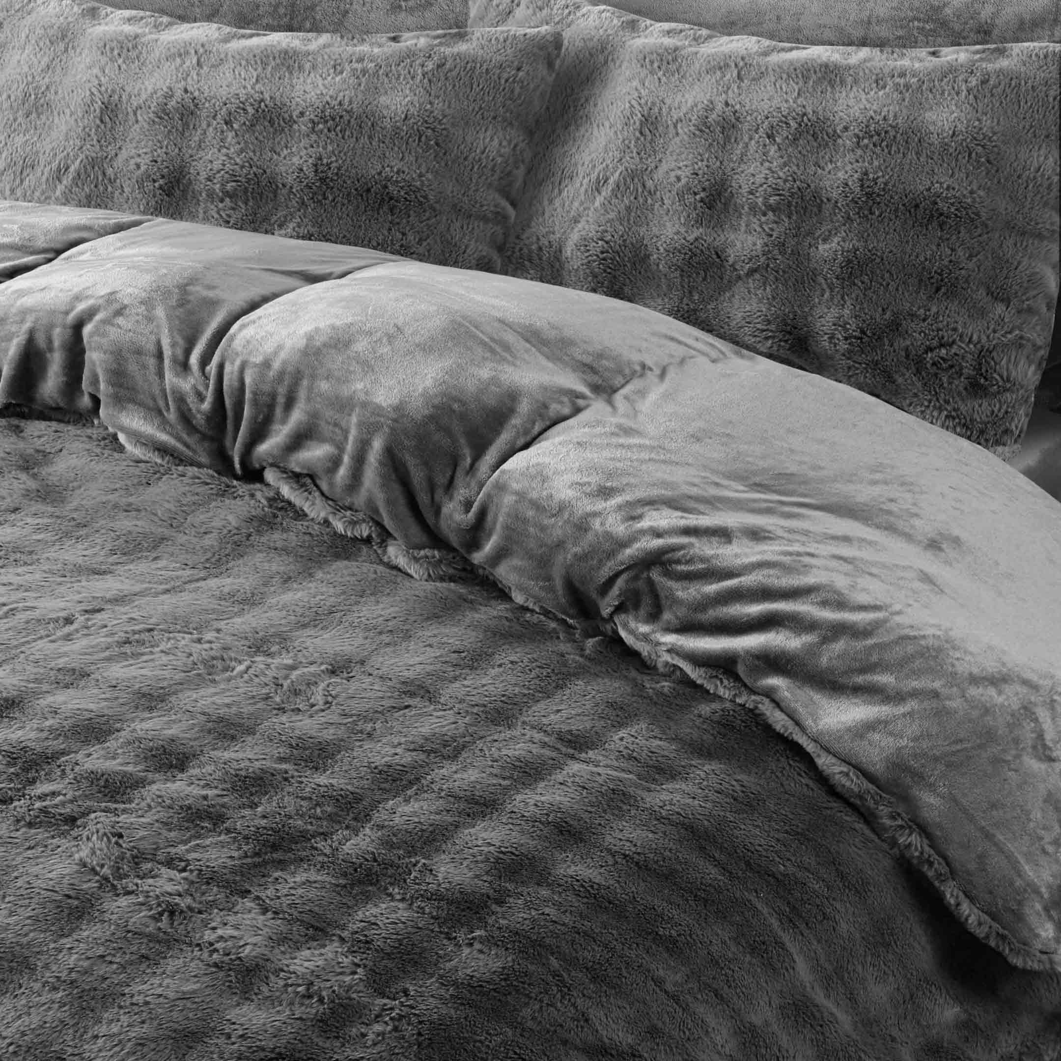 Bubble Fur Fleece Razaye Set-6 pcs Grey