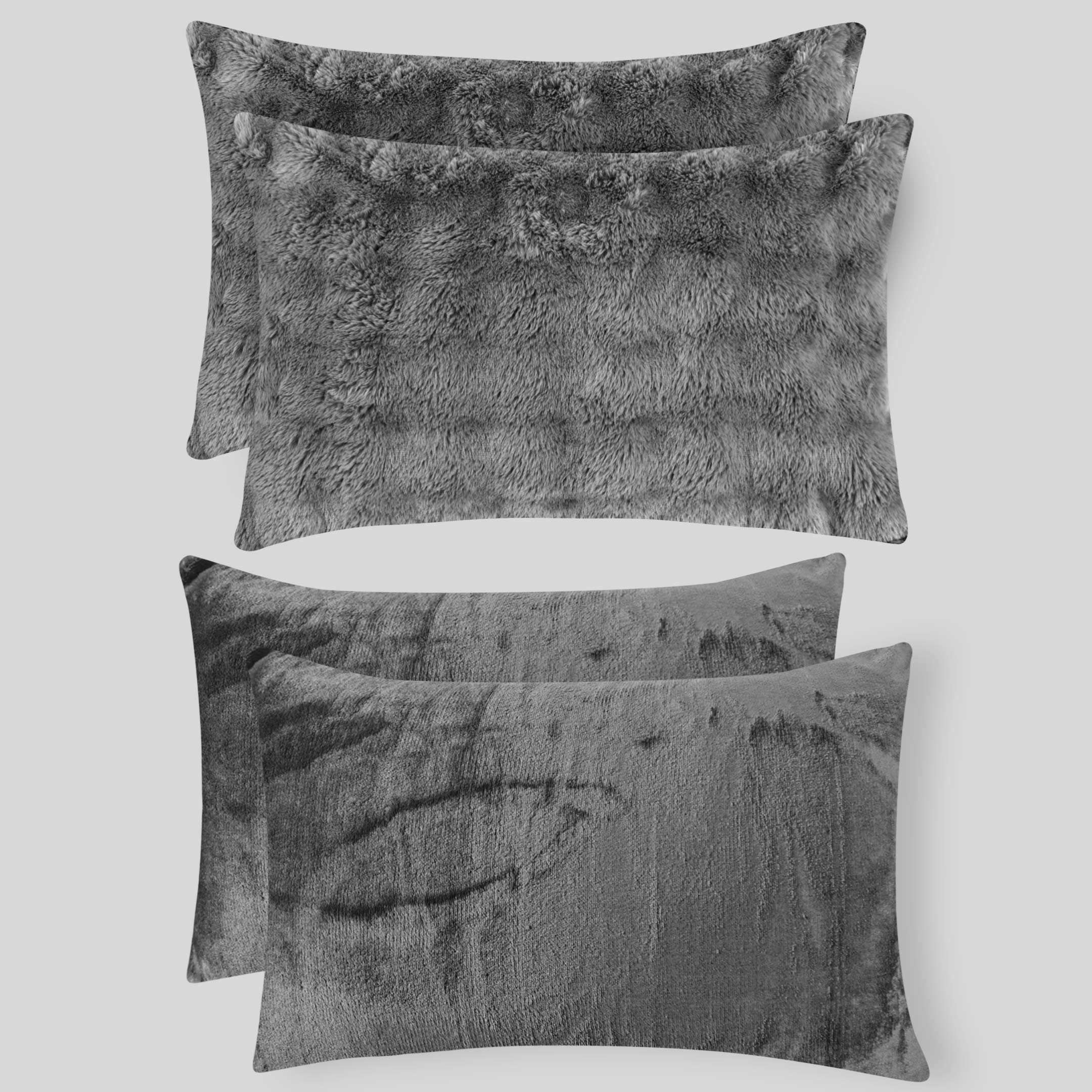 Bubble Fur Fleece Razaye Set-6 pcs Grey