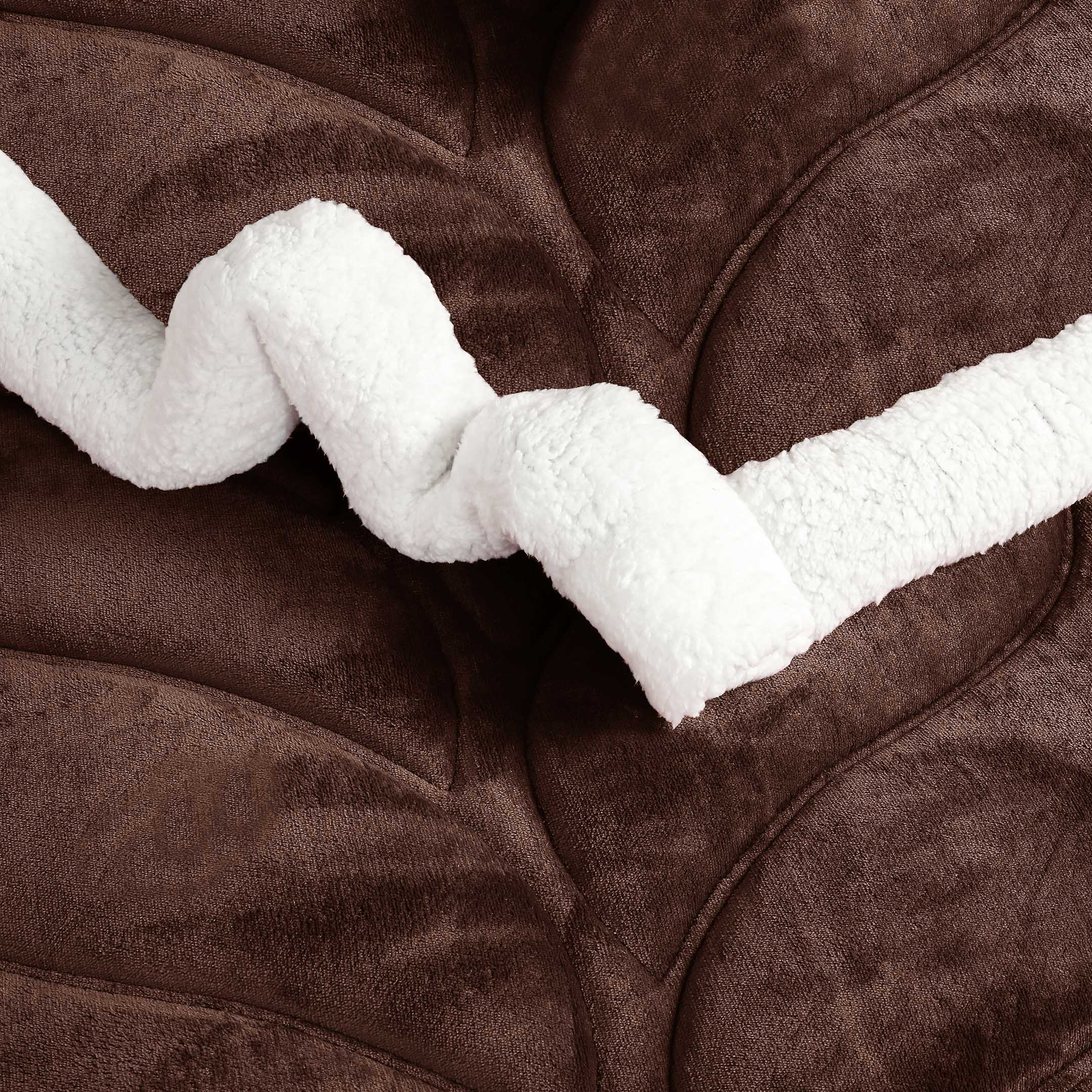 Heavy Weighted Plain Fleece & Sherpa 7pcs Bedding Set-Chocolate Brown