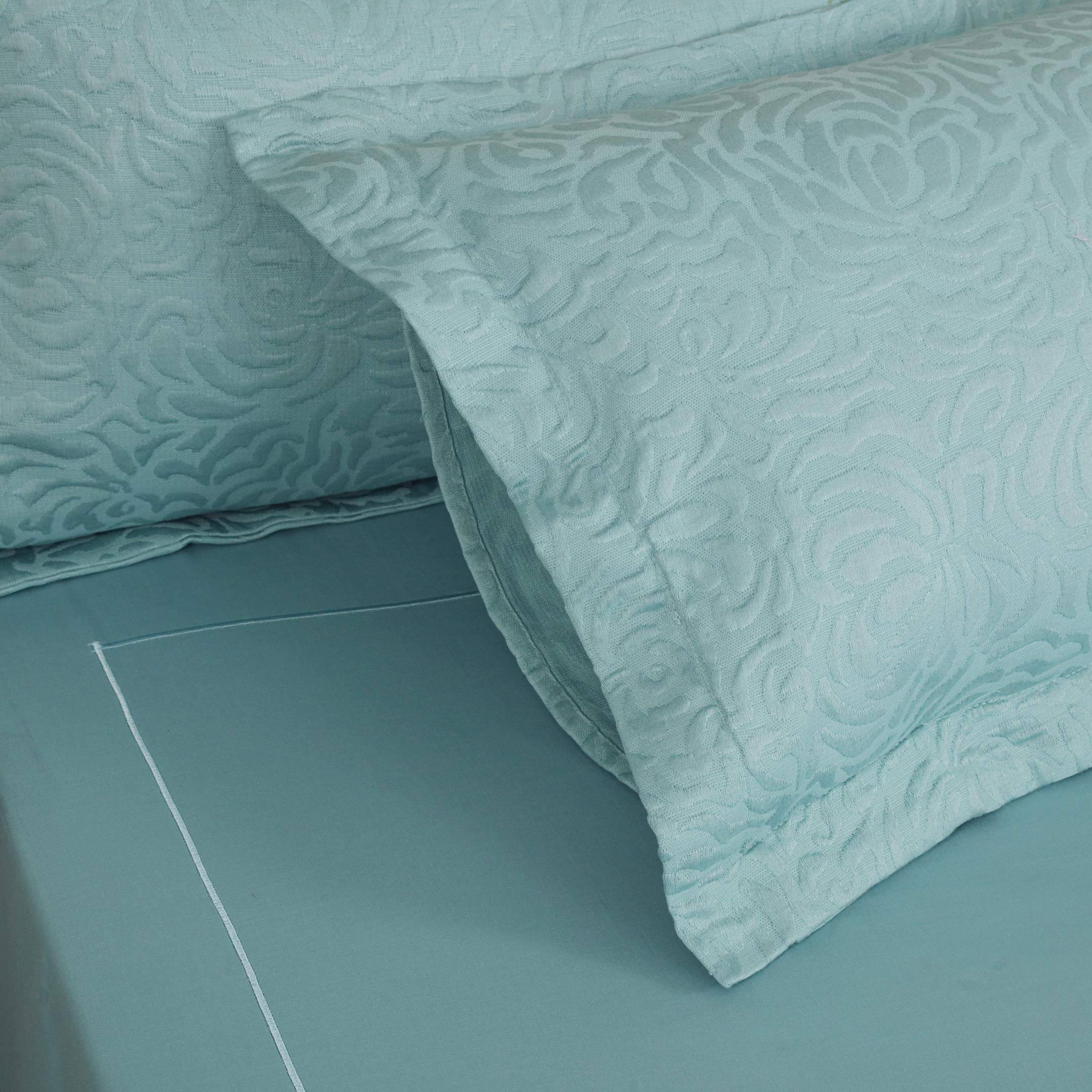 Serena Aqua Jacquard Duvet Cover Set