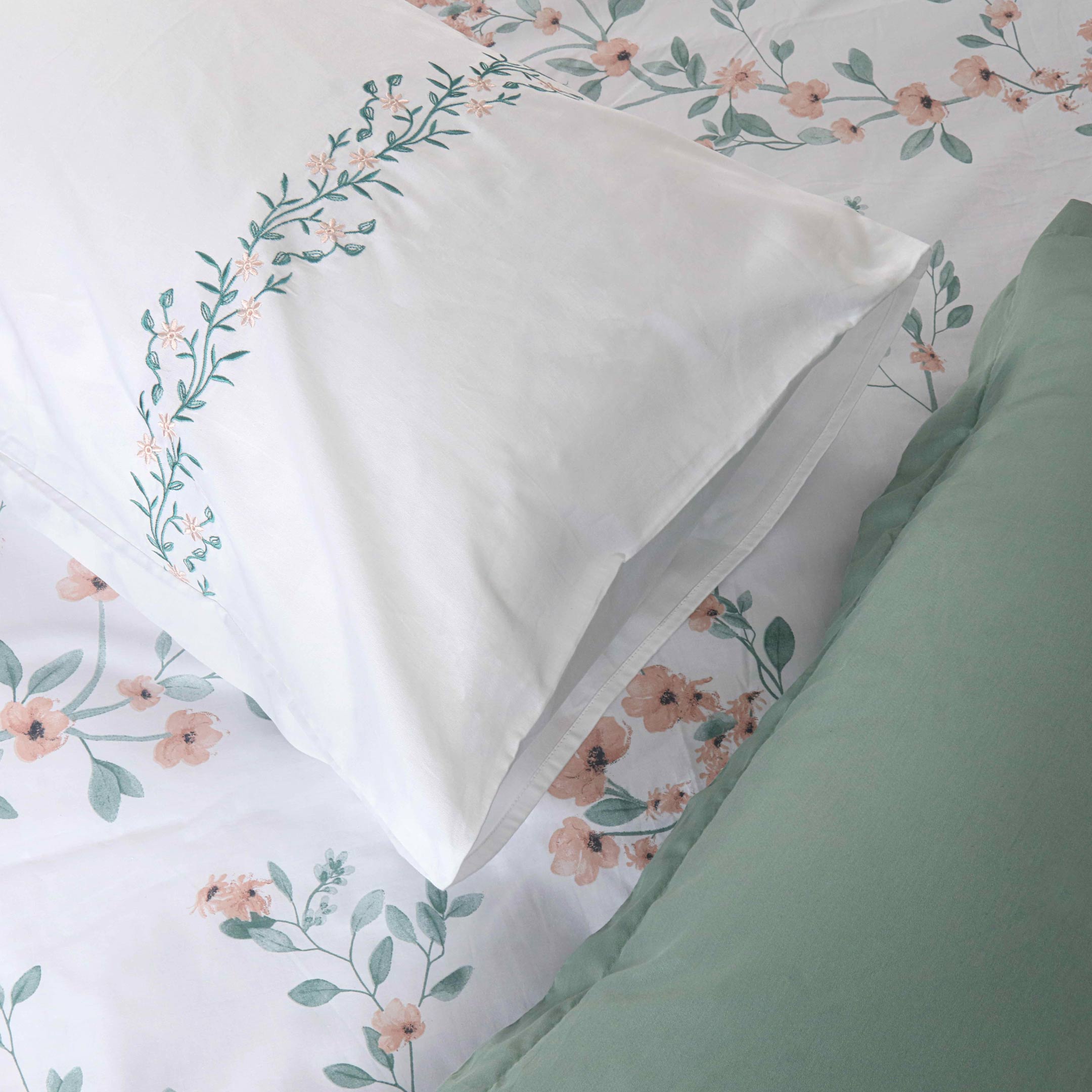 Sage Solace Printed Summer Duvet Cover