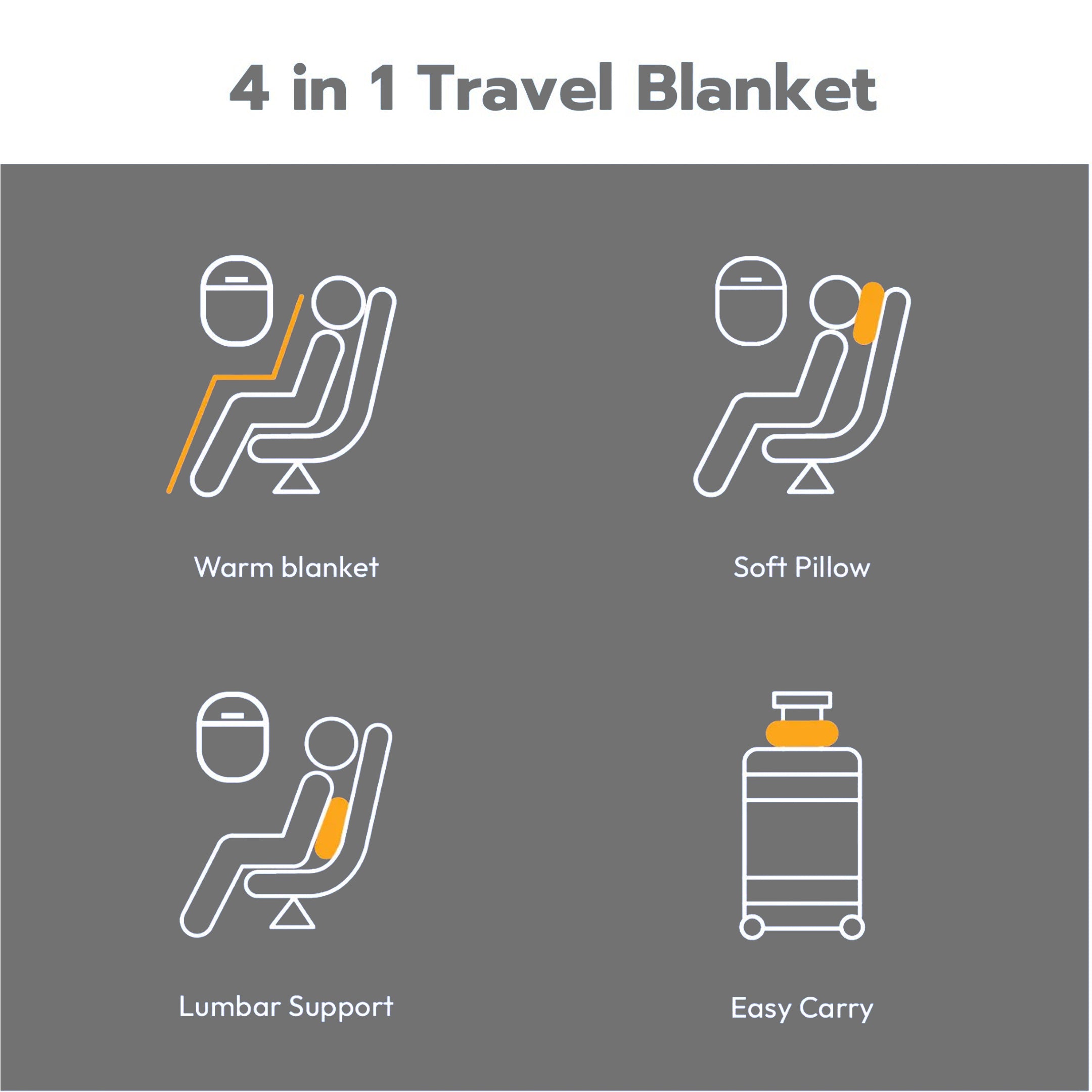 Portable Travel Blanket Pillow Grey
