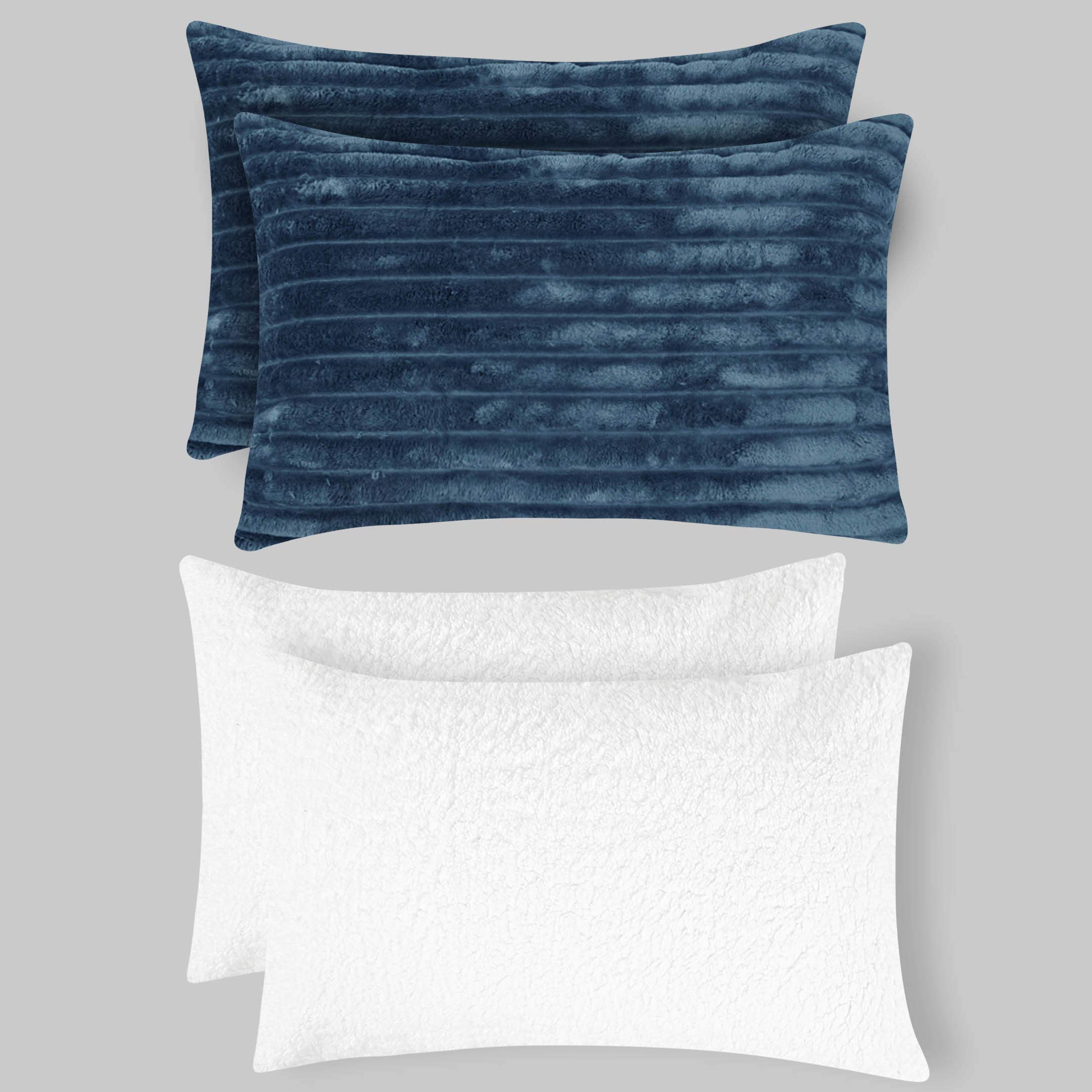 Heavy Weighted Fleece & Sherpa 7pcs Bedding Set-Blue Mirage