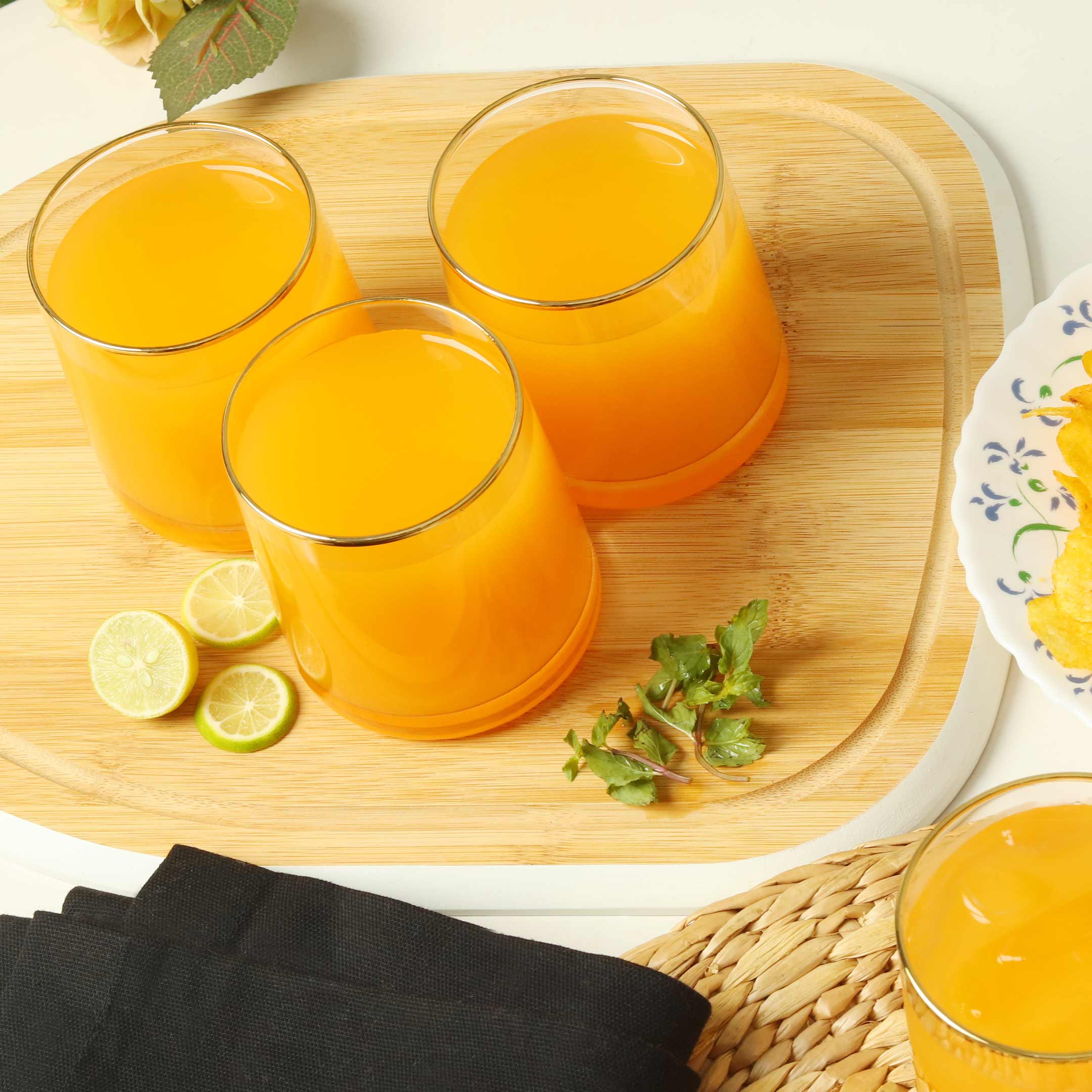 Ions Plated Gold Rim Cocktail Glass Set- 6 Pcs