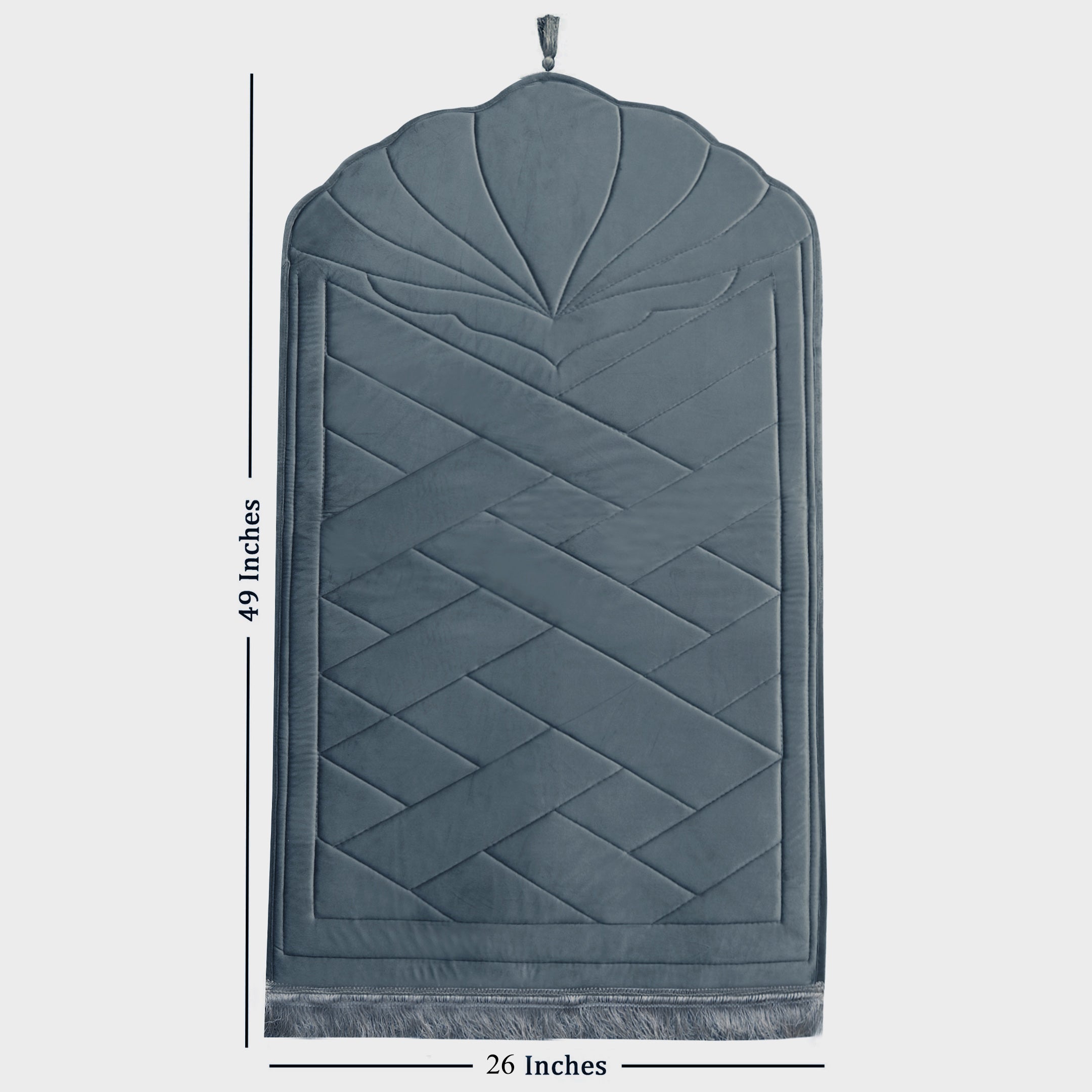 Turkish Style Quilted Velvet Padded Prayermat Grey