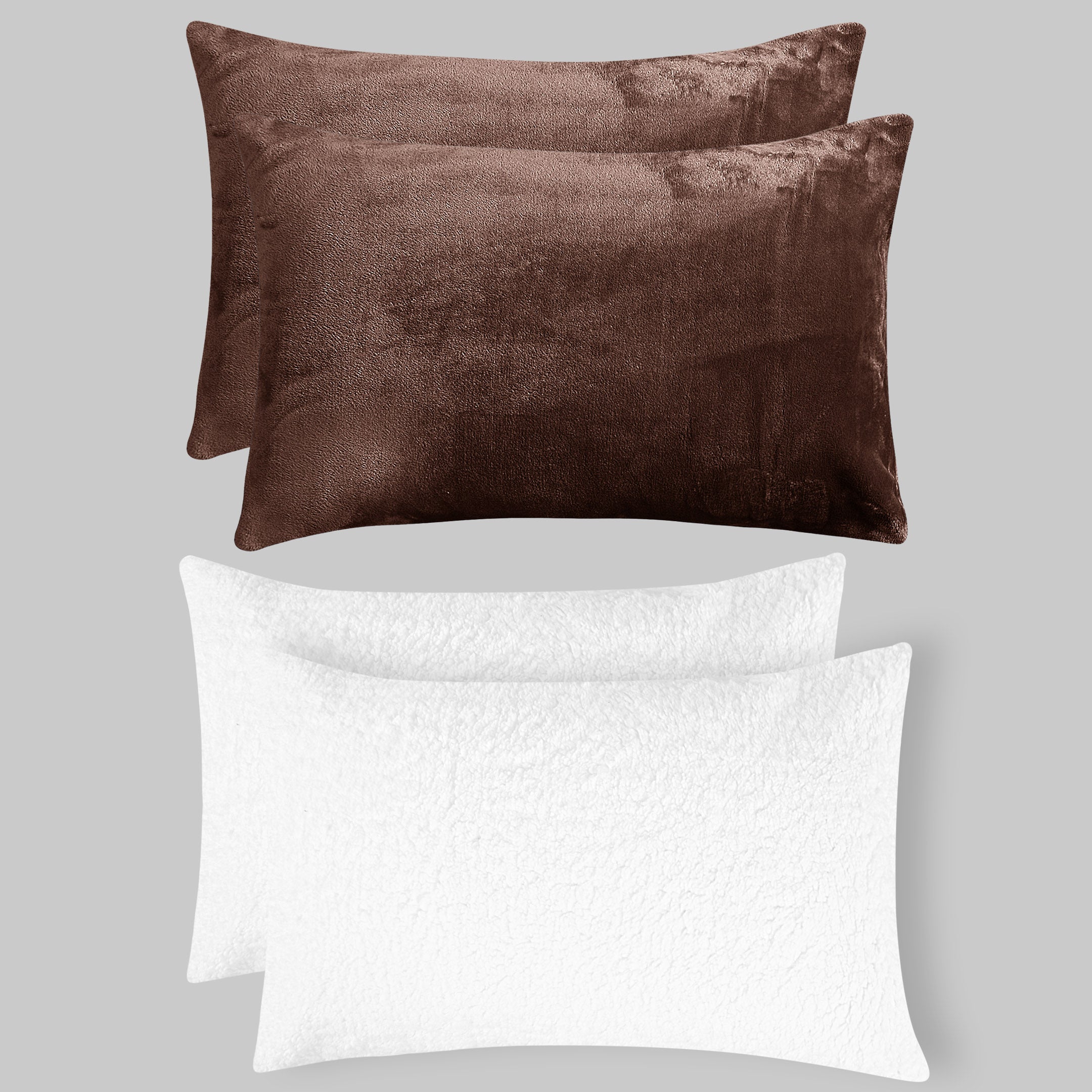 Heavy Weighted Plain Fleece & Sherpa 7pcs Bedding Set-Chocolate Brown