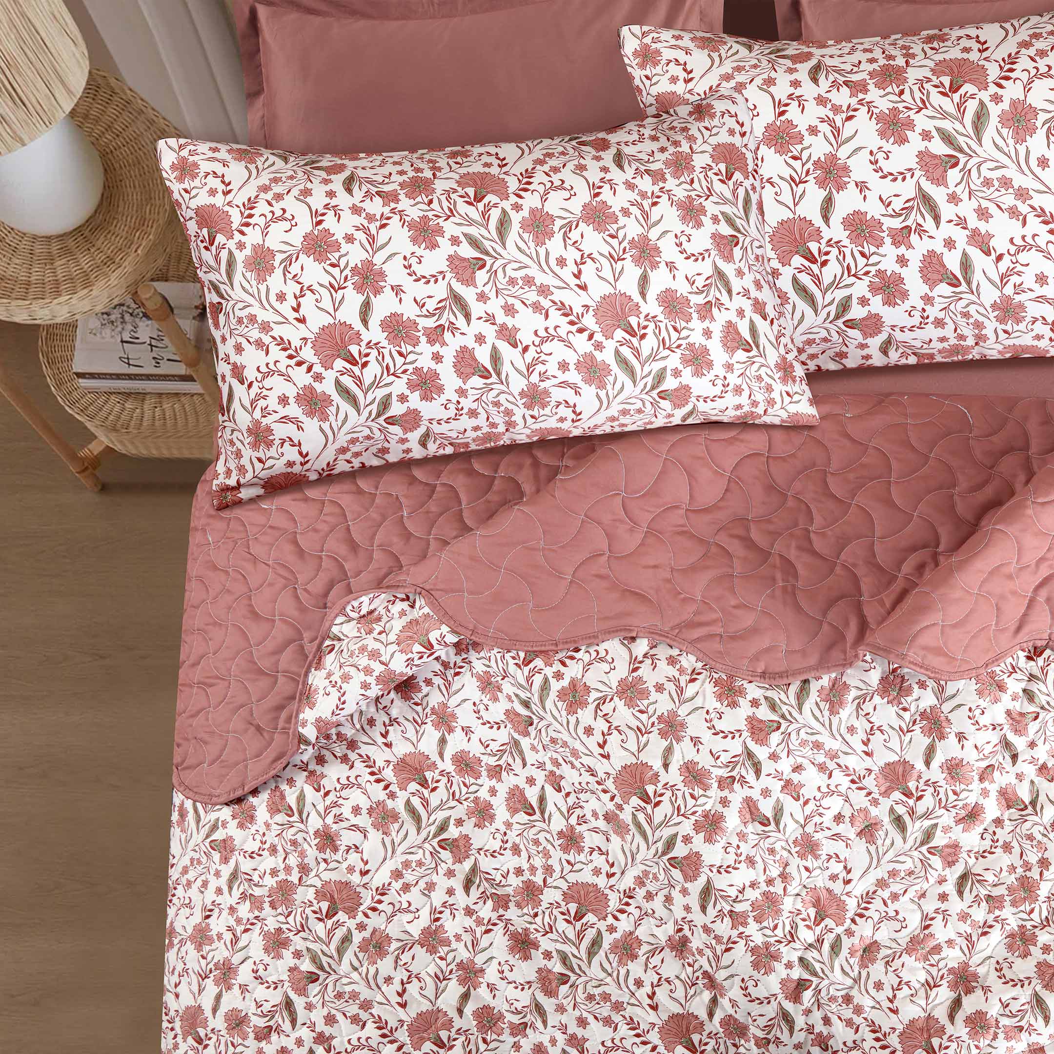 Floral Cottage Printed Summer Bedspread 6PCS Set