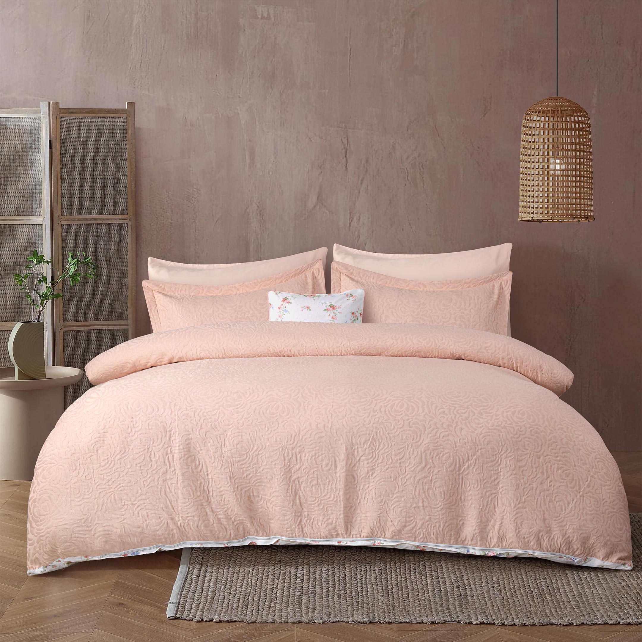 Blush Reverie Jacquard Duvet Cover Set