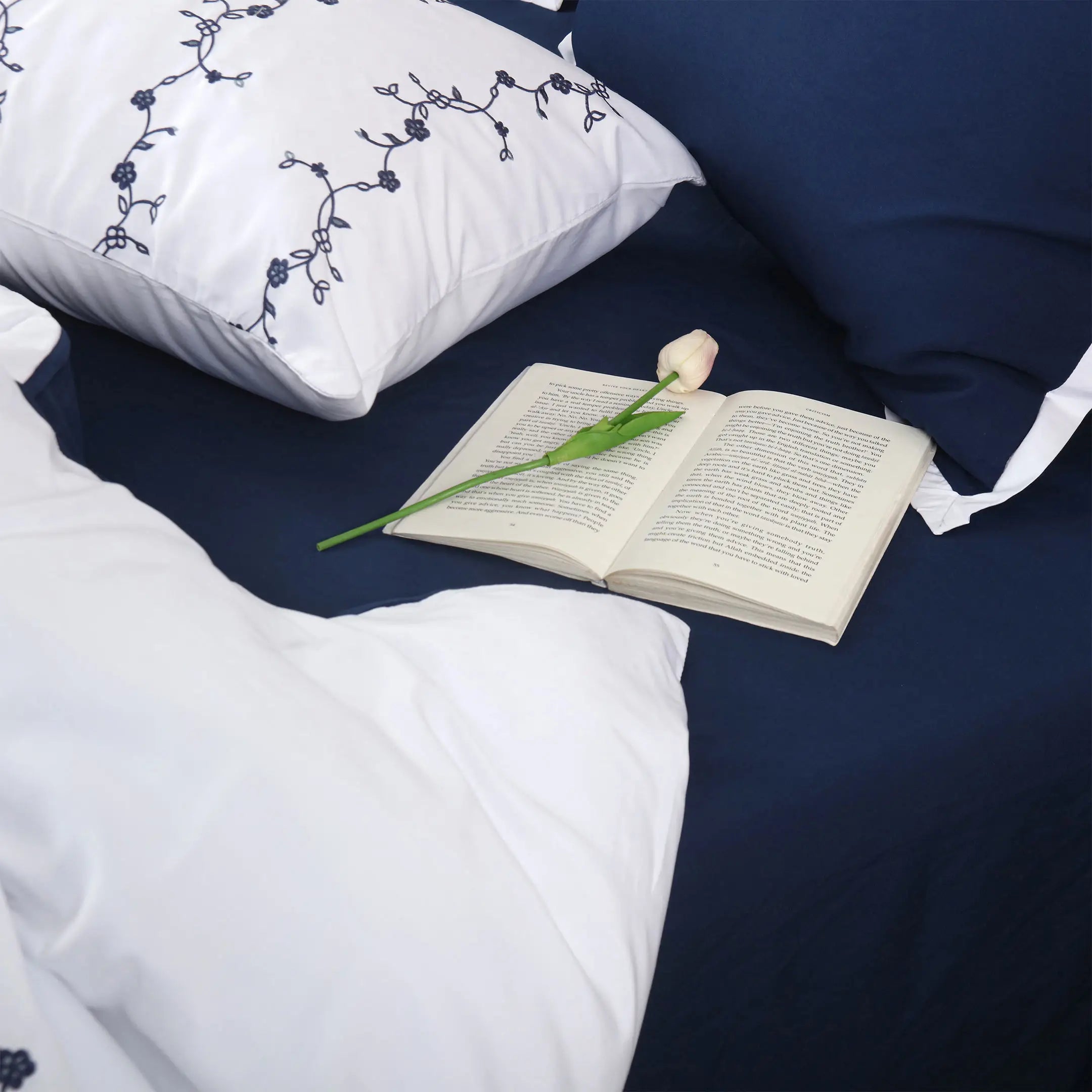 Twilight Flora Embroidered Duvet Cover Set