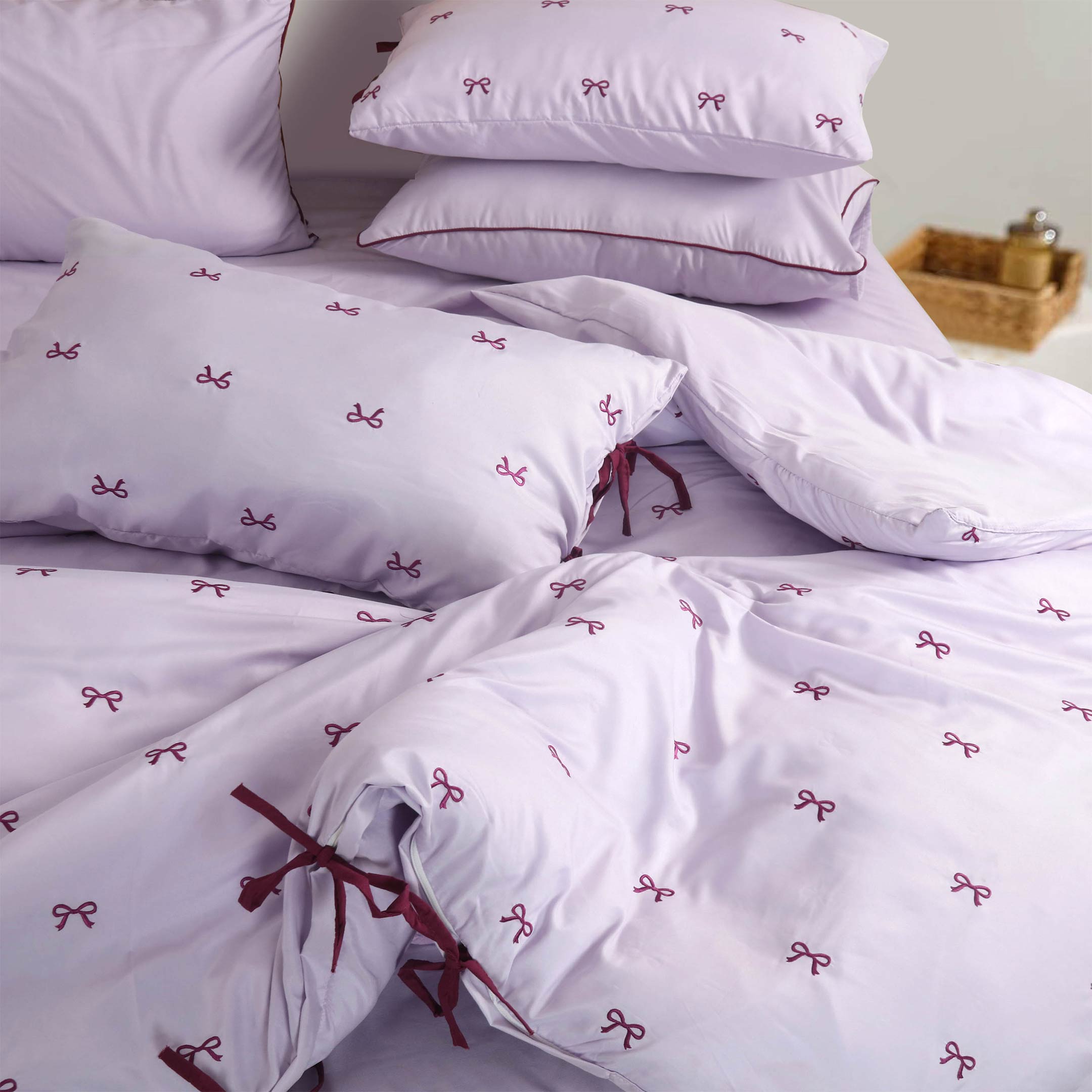 Lavender Bows Duvet Cover Set