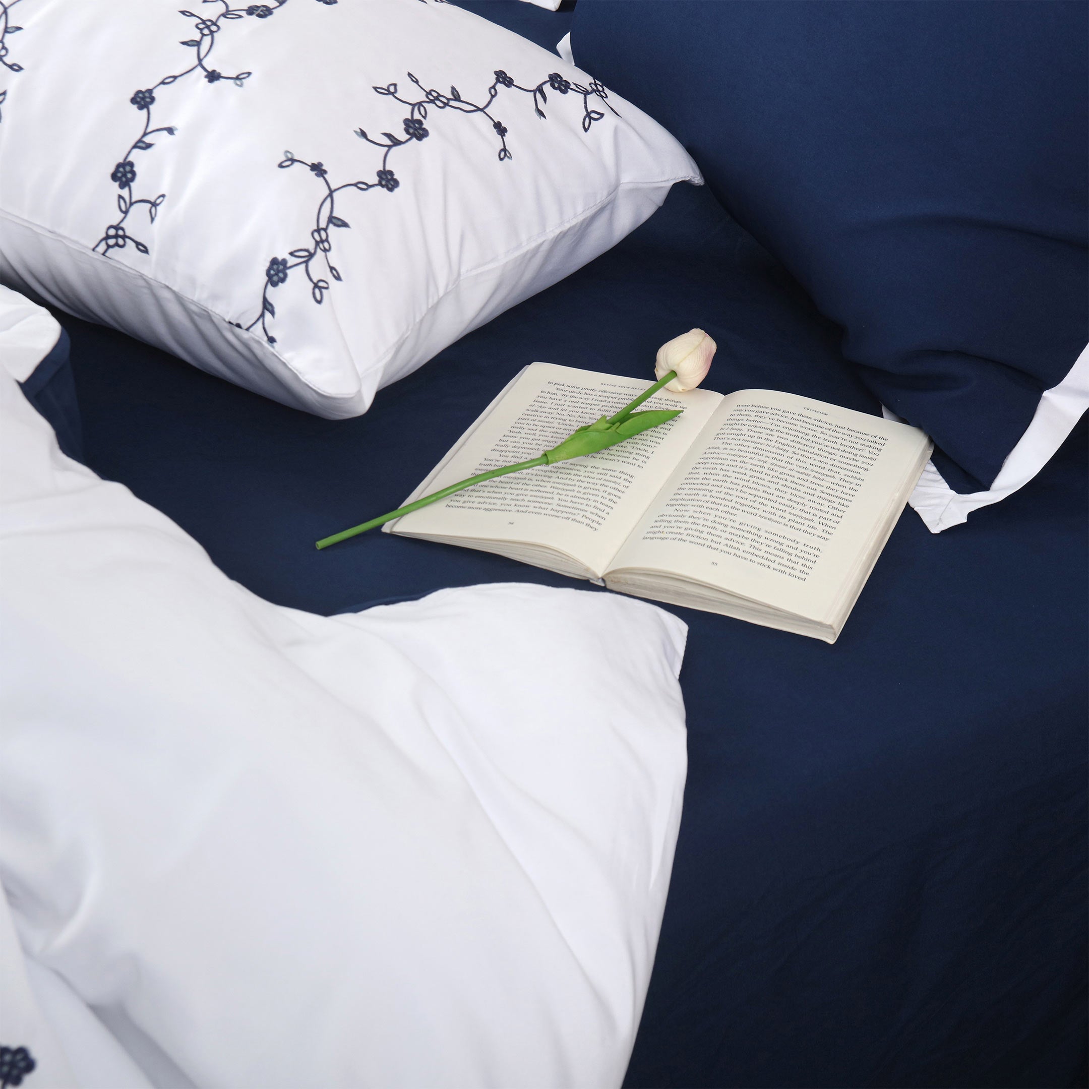 Twilight Flora Embroidered Duvet Cover Set