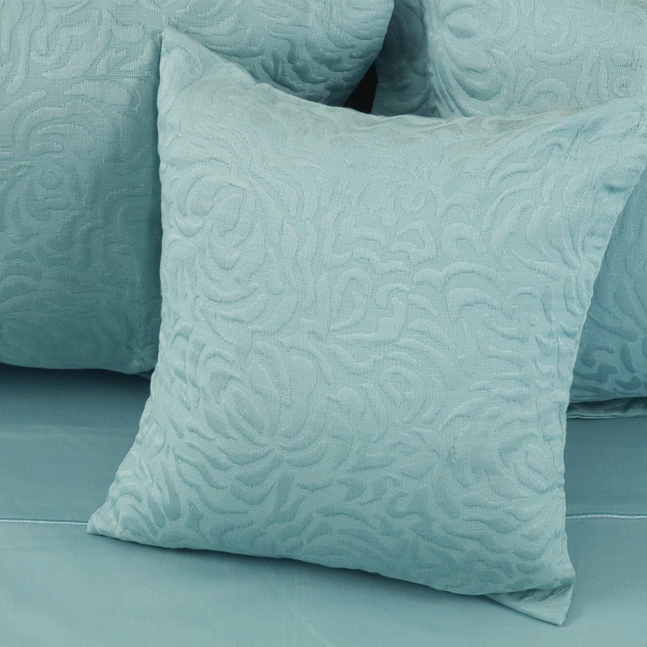 Serena Aqua Jacquard Duvet Cover Set