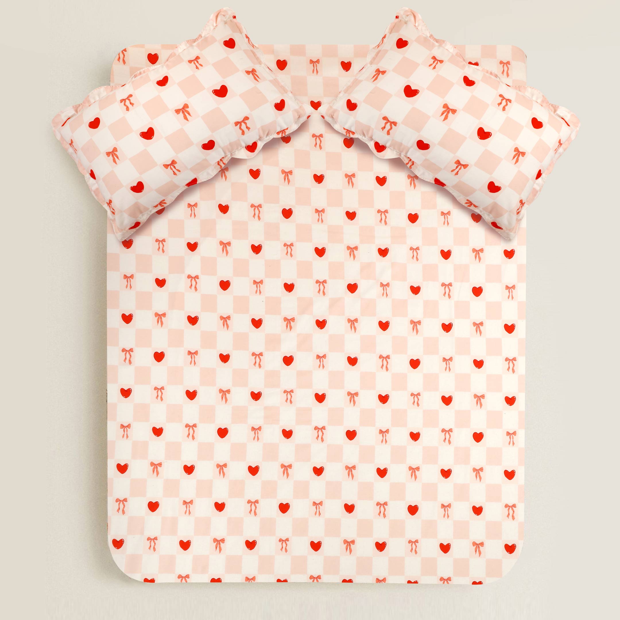 Heart & Bows Printed Bedsheet Set