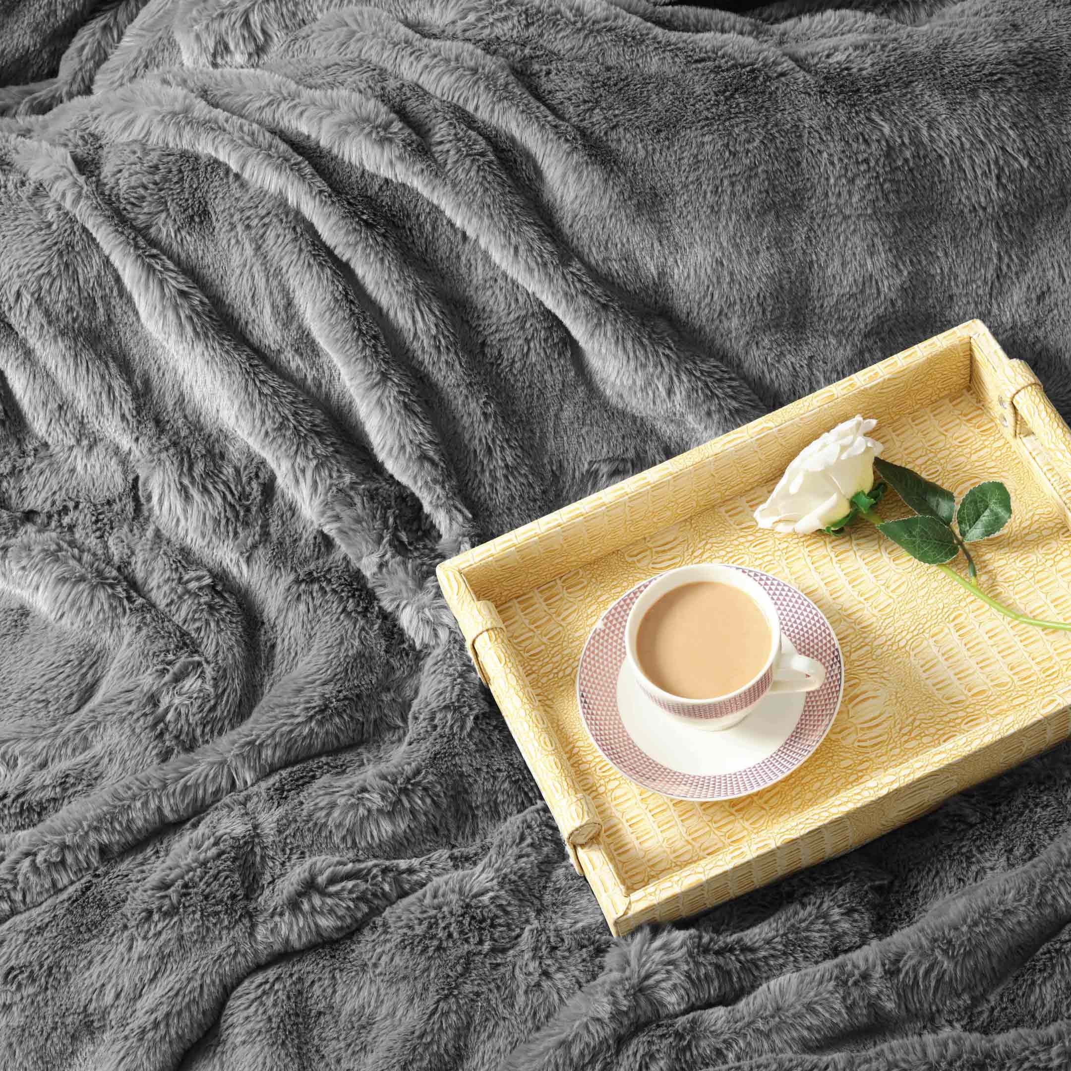 Bubble Fur Fleece Razaye Set-6 pcs Grey