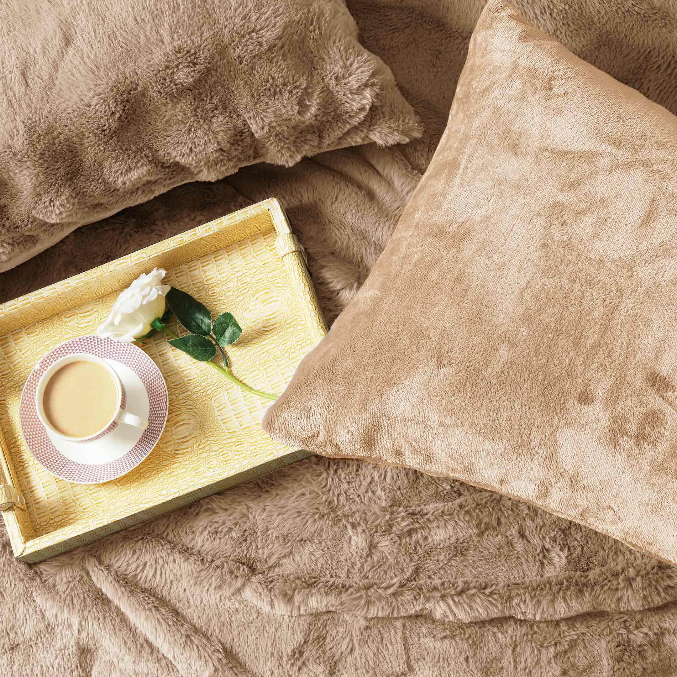 Bubble Fur Fleece Razaye Set-6 pcs Iced Latte