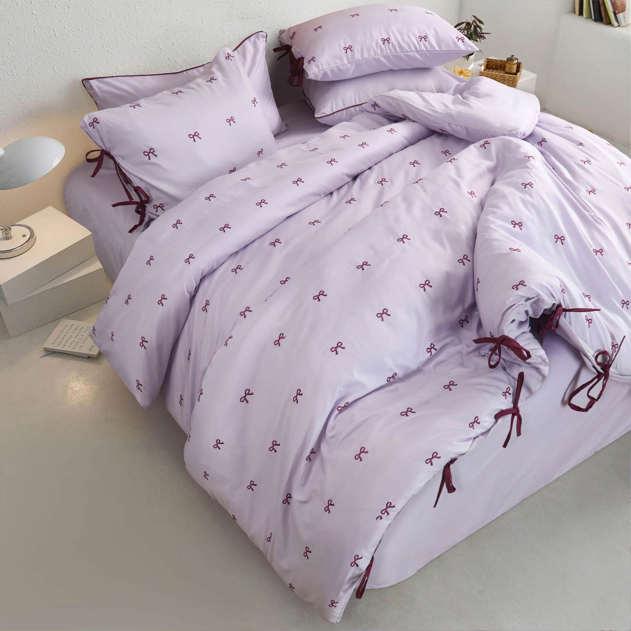 Lavender Bows Duvet Cover Set
