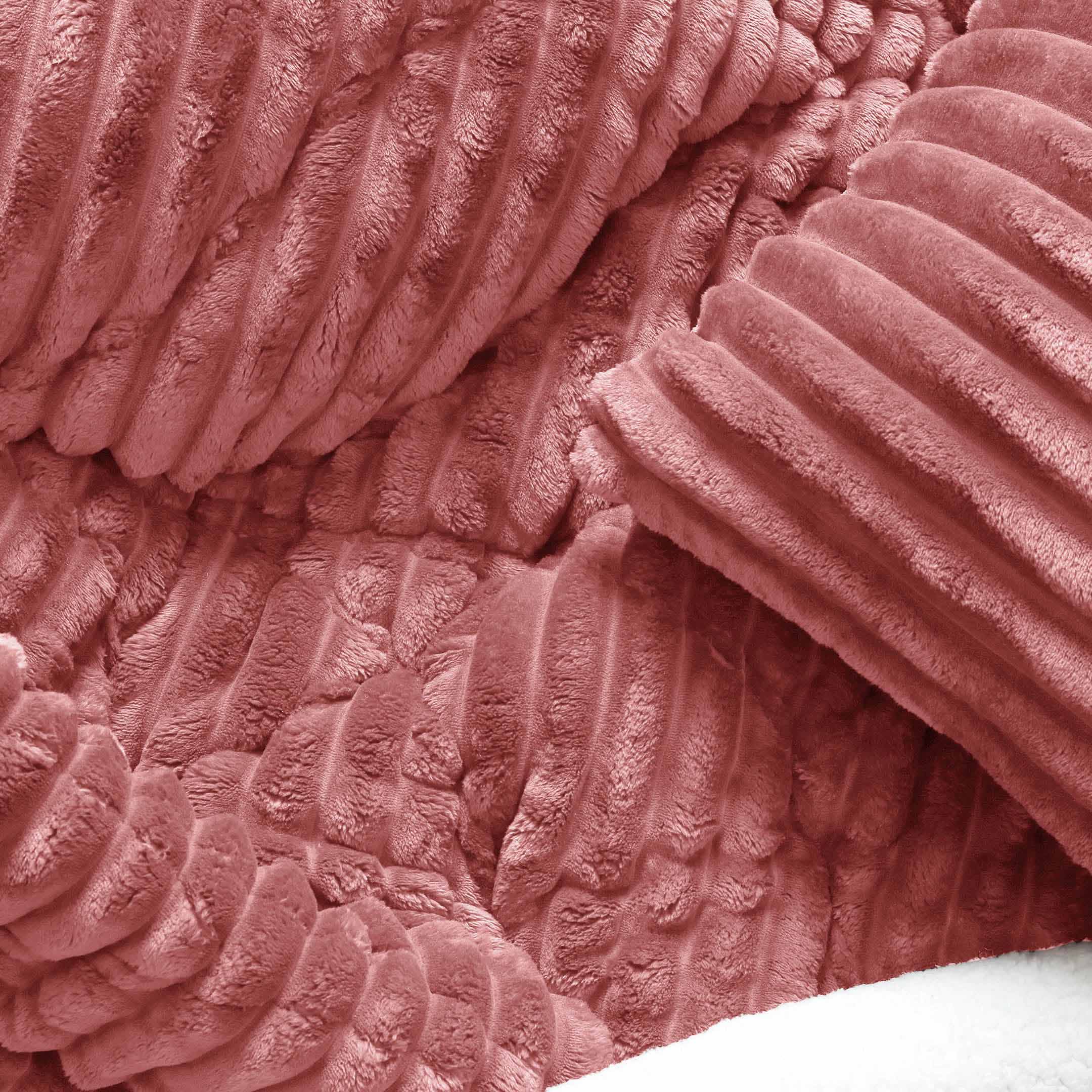 Heavy Weighted Fleece & Sherpa 7pcs Bedding Set-Rose Mellow