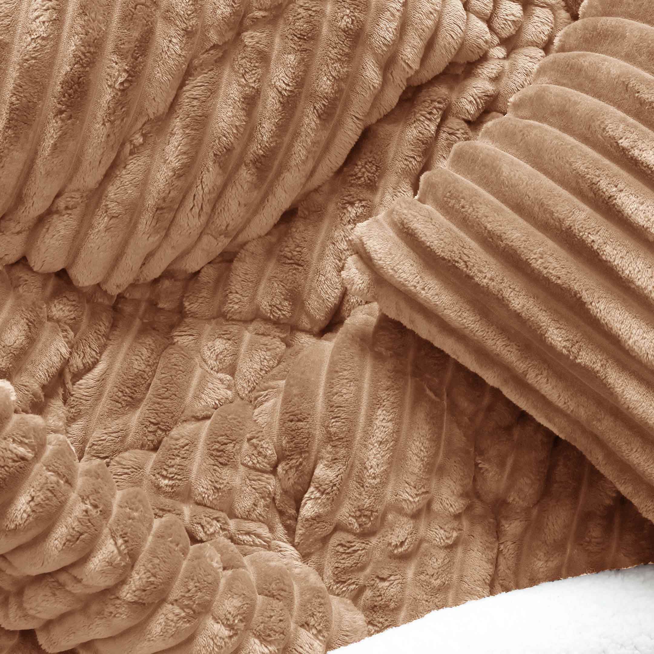 Heavy Weighted Fleece & Sherpa 7pcs Bedding Set-Ginger Root