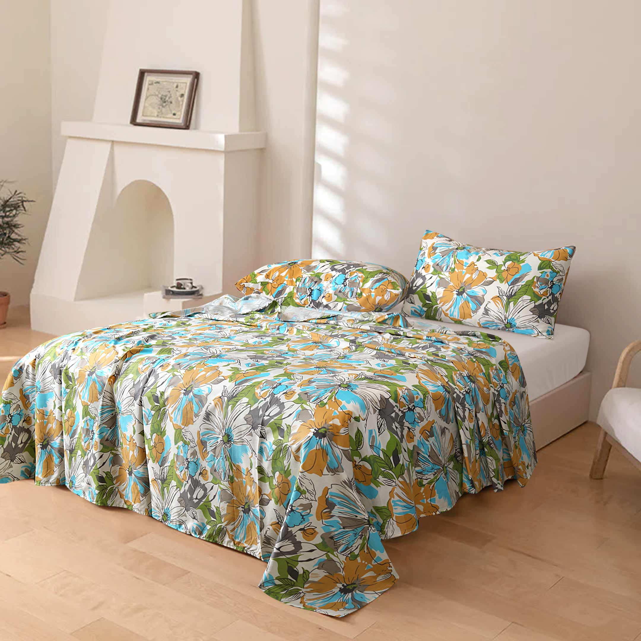 Abstract Poppy Printed Bedsheet