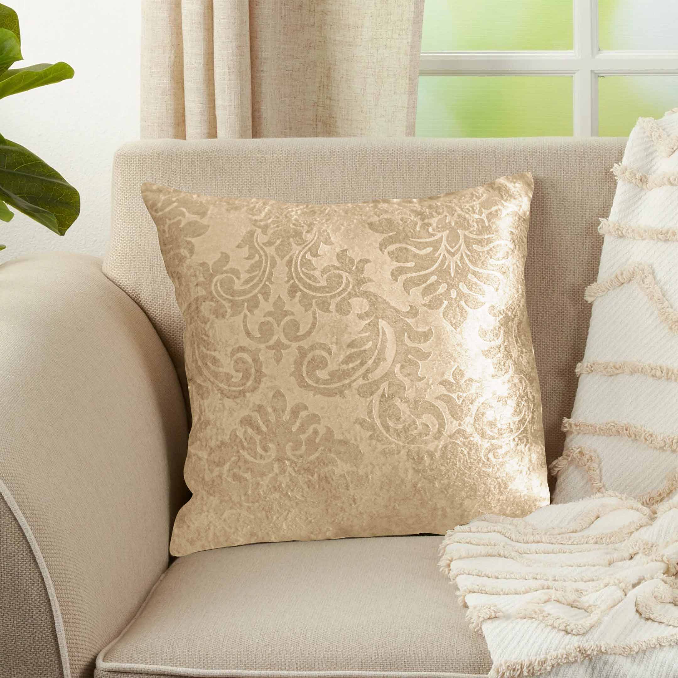 Weave Embossed Jacquard Cushion Cover Beige