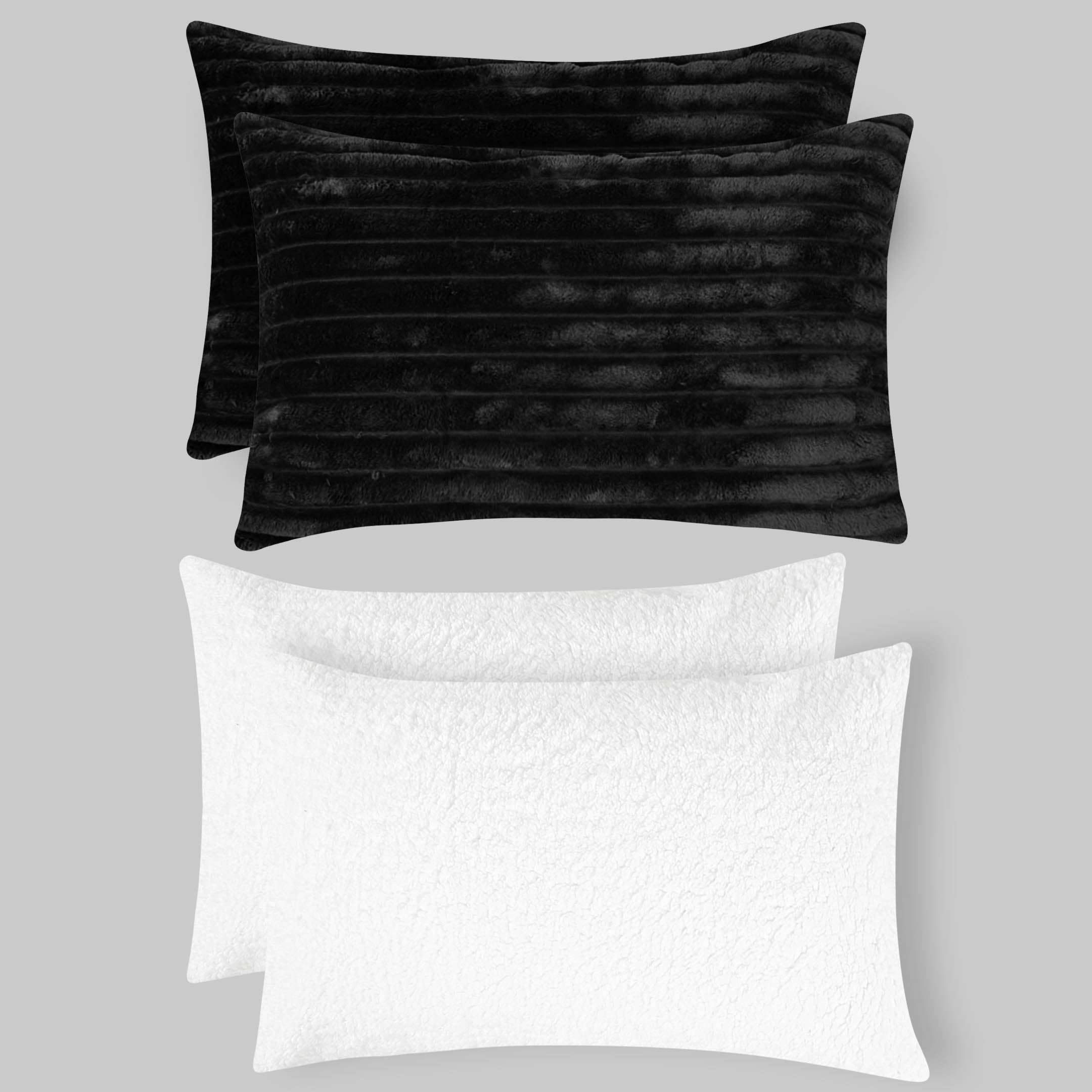 Heavy Weighted Fleece & Sherpa 7pcs Bedding Set-Black