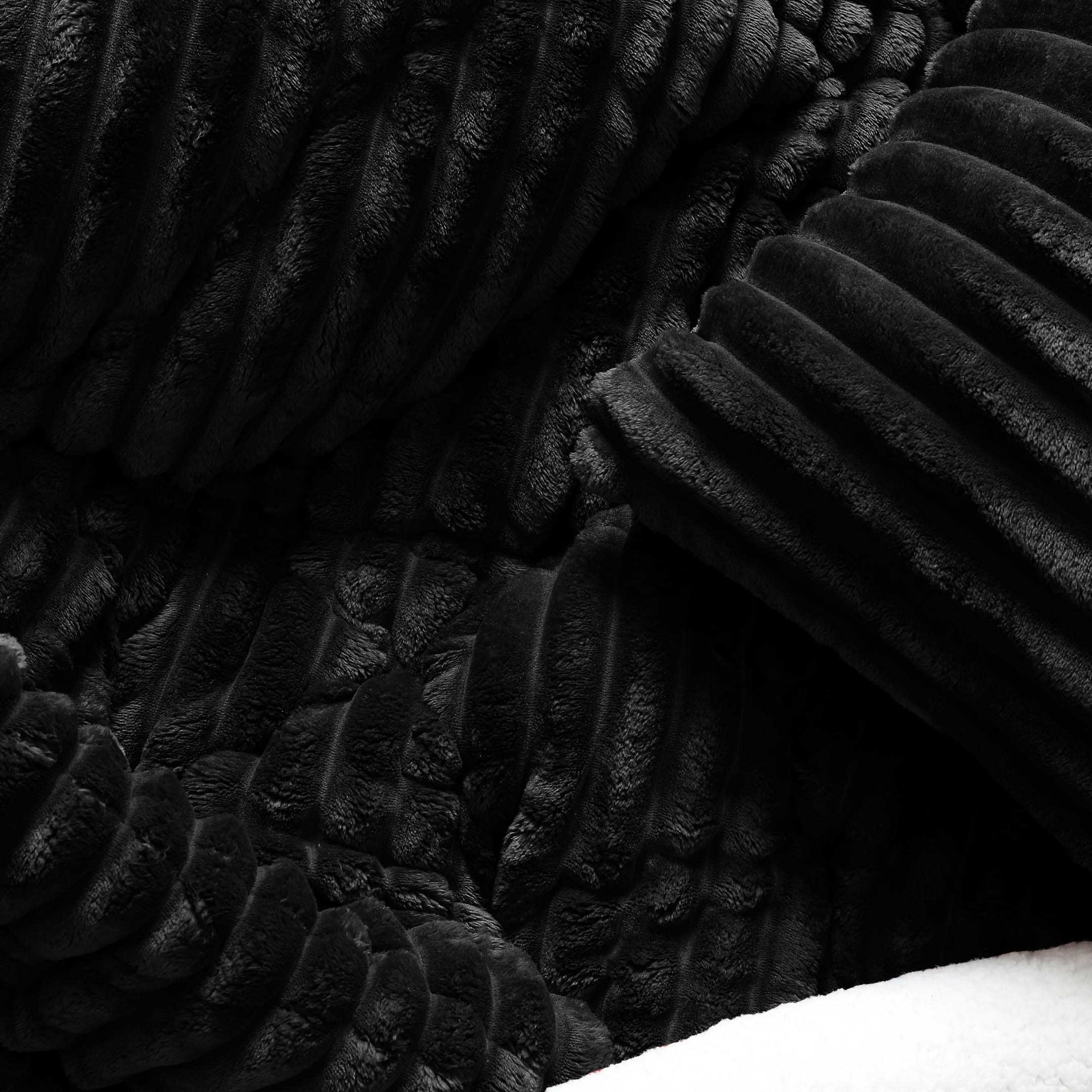 Heavy Weighted Fleece & Sherpa 7pcs Bedding Set-Black