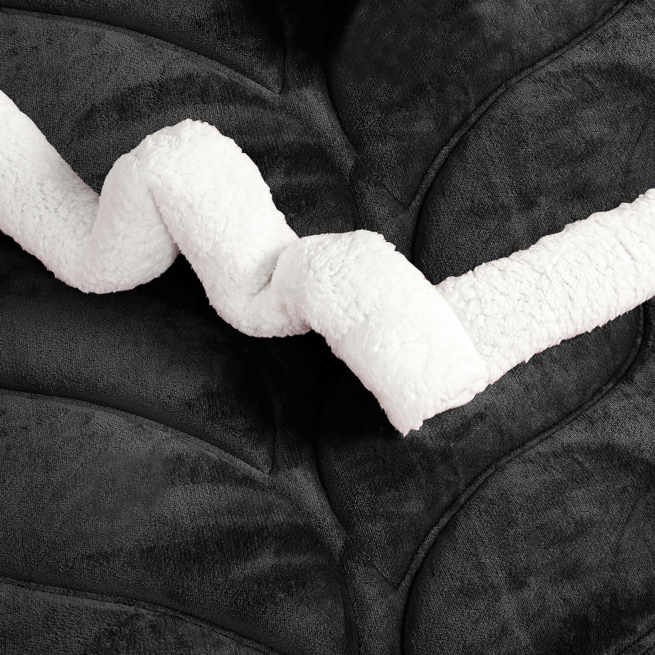 Heavy Weighted Plain Fleece & Sherpa 7pcs Bedding Set-Jet Black