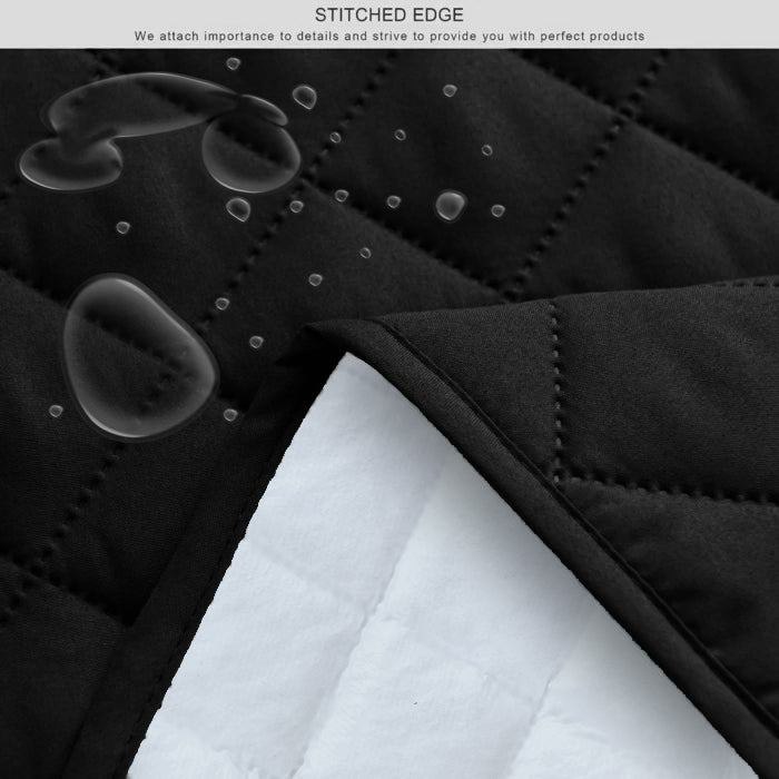 Waterproof Quilted Mattress Protectors With Elastic Strap Black