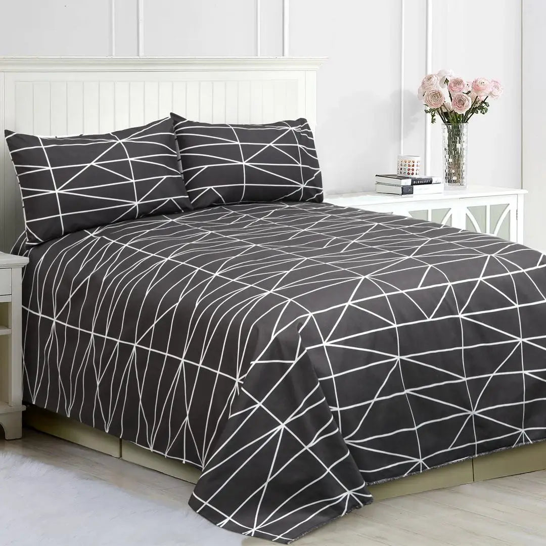 Black Equilateral Triangle Design Microfiber Duvet Cover Set