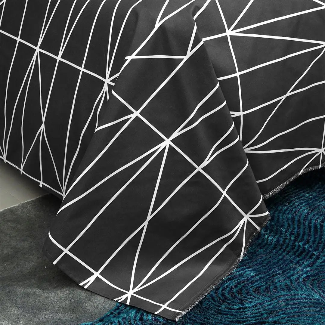 Black Equilateral Triangle Design Microfiber Duvet Cover Set