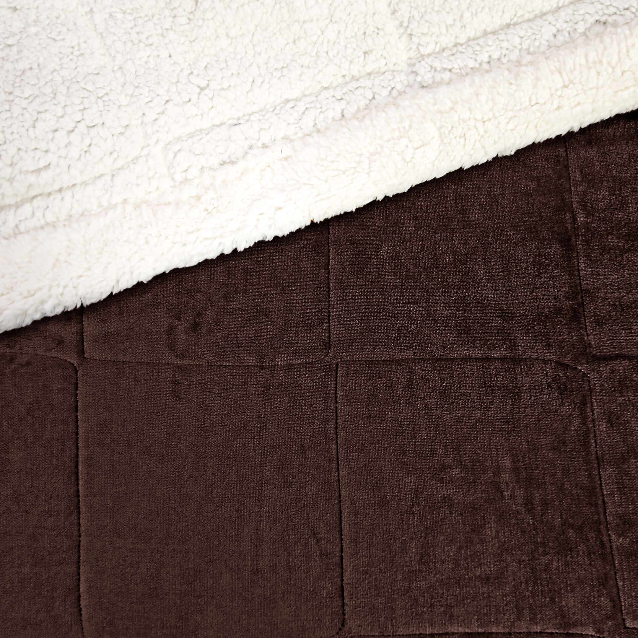 Box Quilted Weighted Sherpa Blanket Coffee