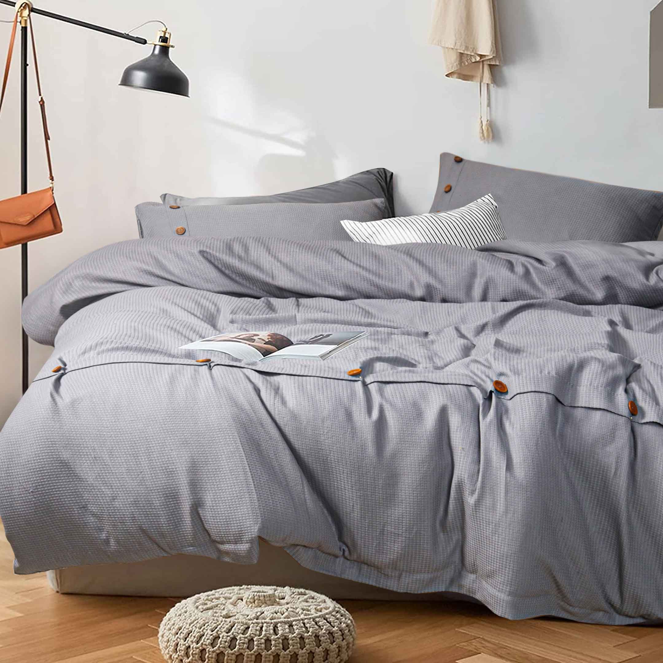 Criscross Waffles Duvet Set Grey 3pcs