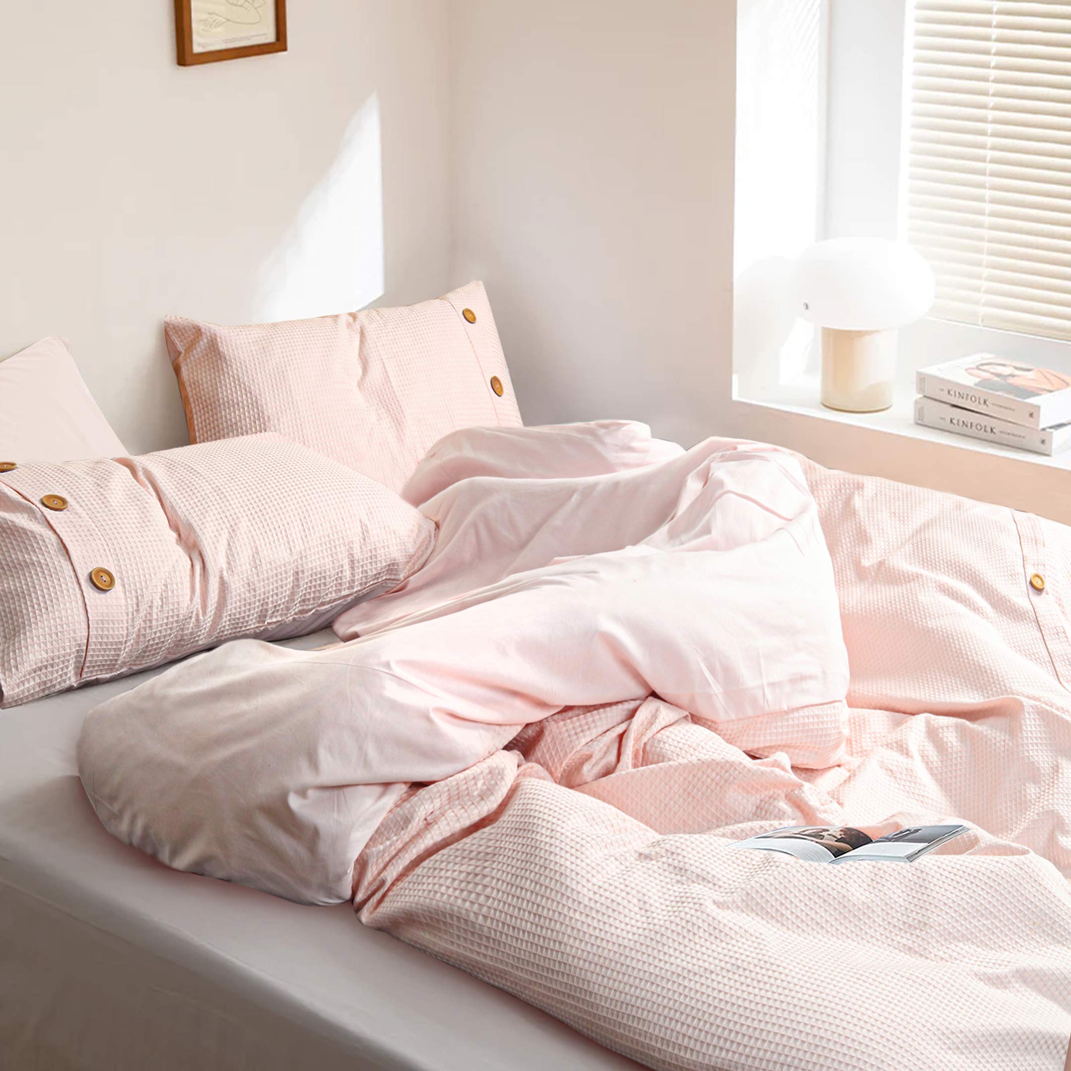 Criscross Waffles Duvet Set Pink 3pcs