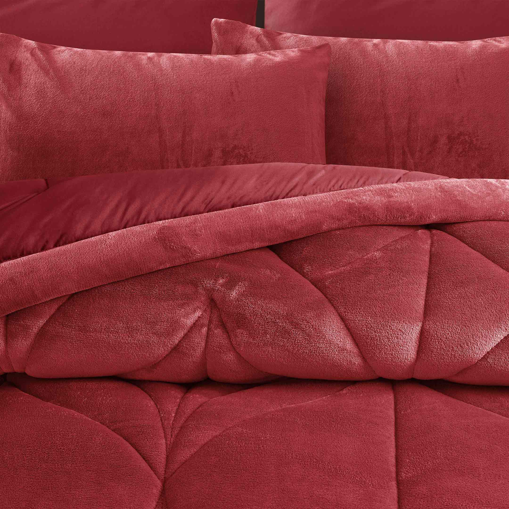 Diamond Puff Quilted 6pc Set-Burgundy