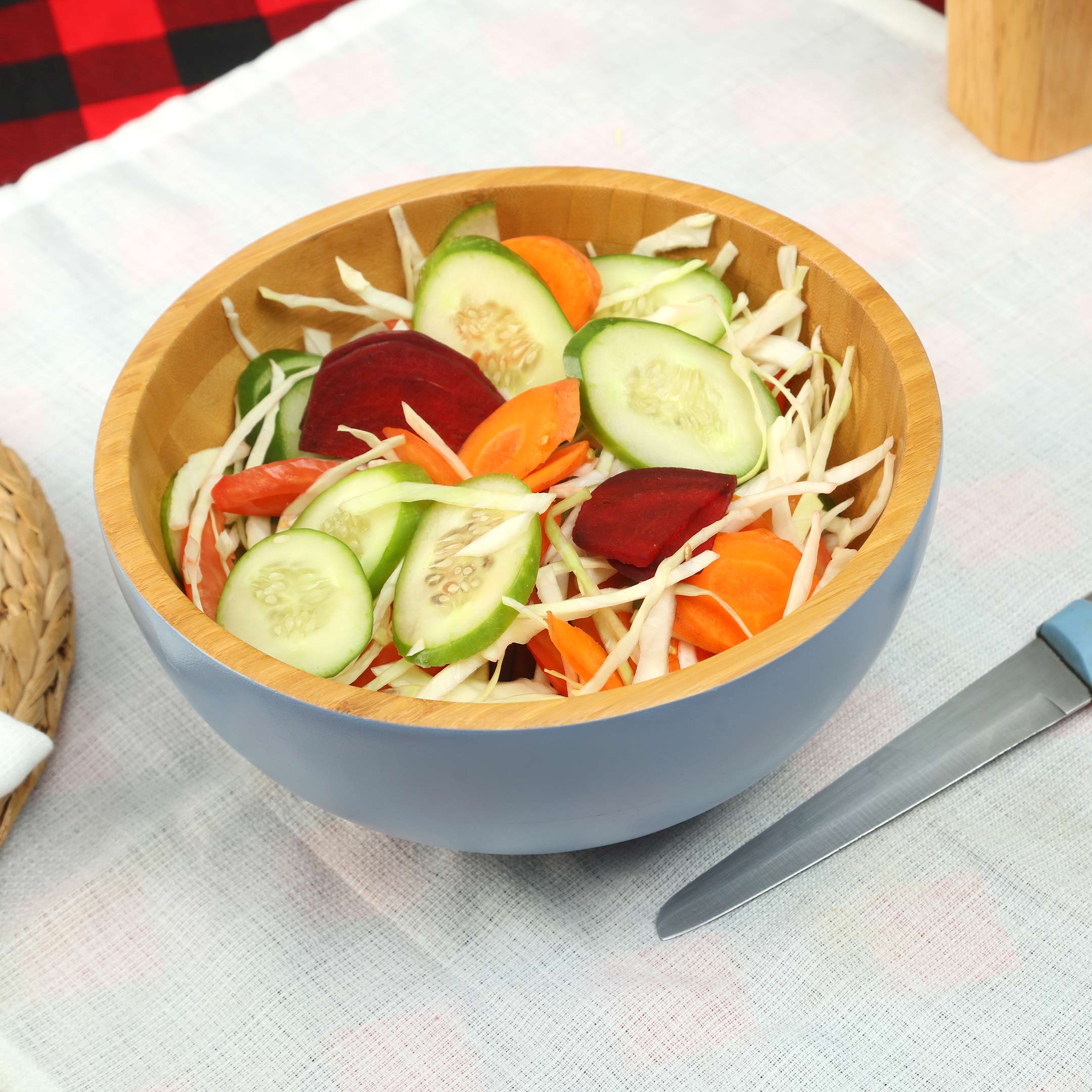 Eco-Friendly Bamboo Wood Salad & Noodles Bowl