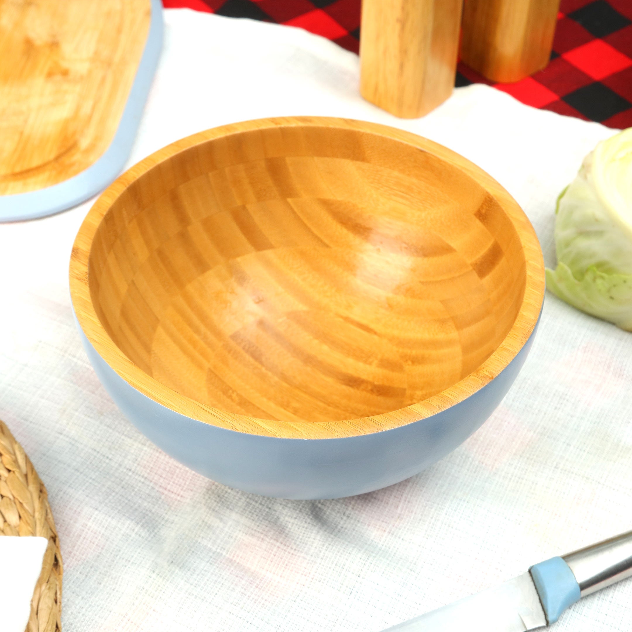 Eco-Friendly Bamboo Wood Salad & Noodles Bowl