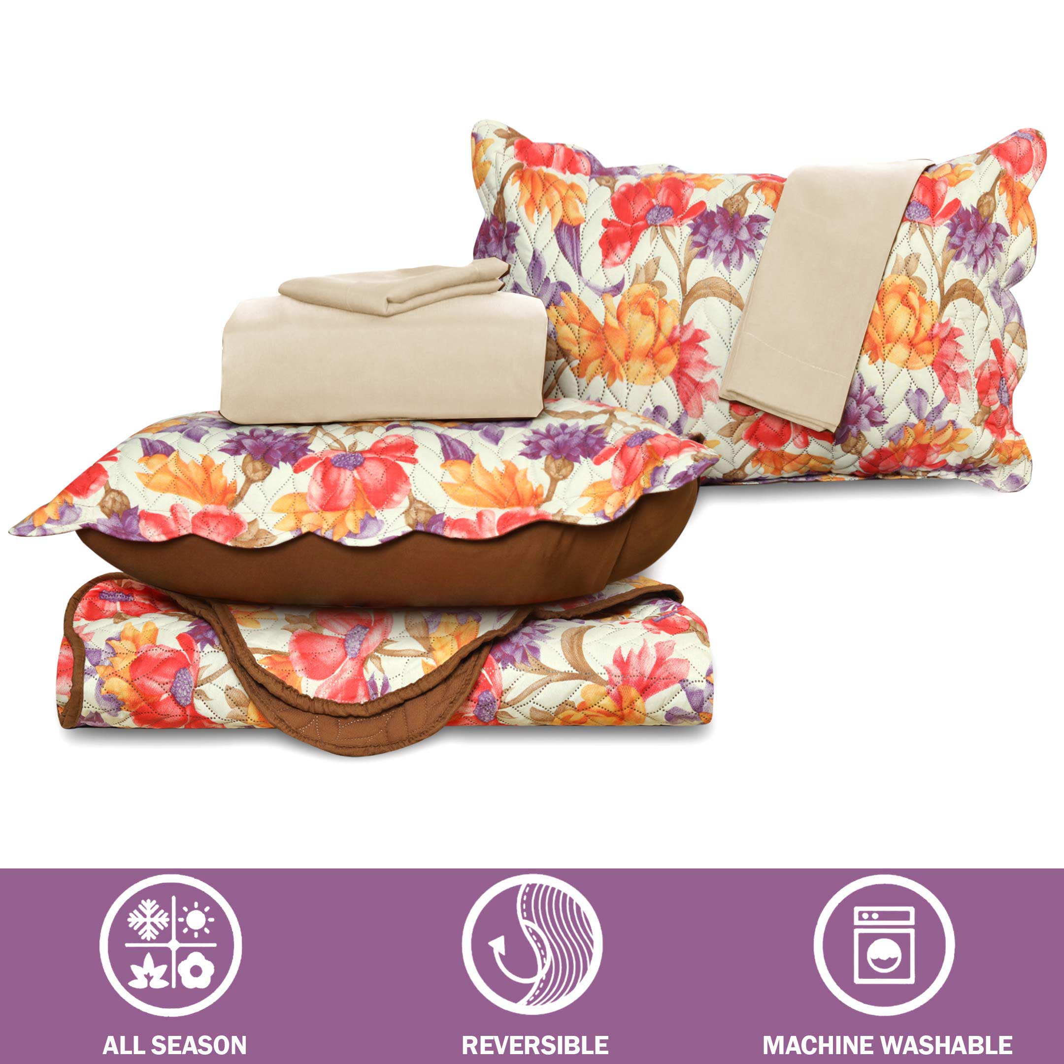 Floral Garden Bedspread 6 pcs Set