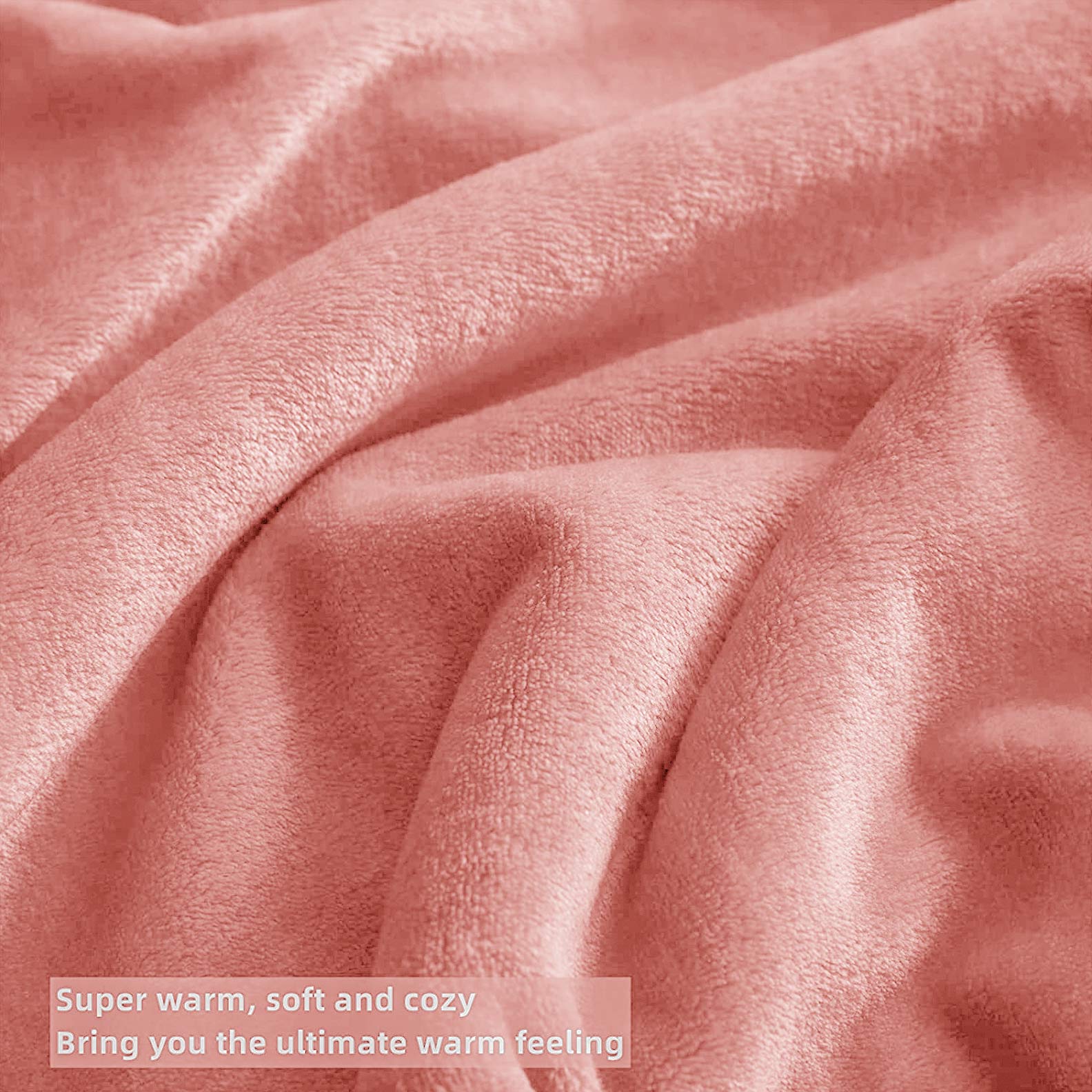 Fluffy Mink Fleece Throw Blanket- Dusky Rose