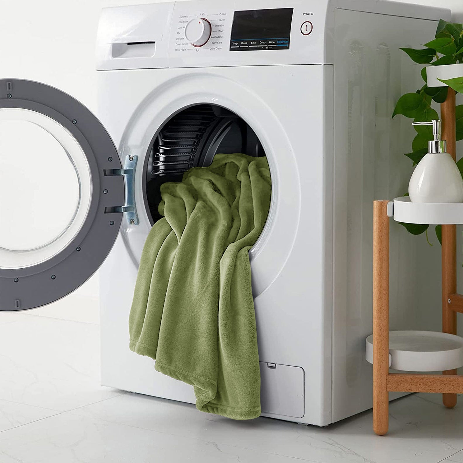 Fluffy Mink Fleece Throw Blanket- Sage Green